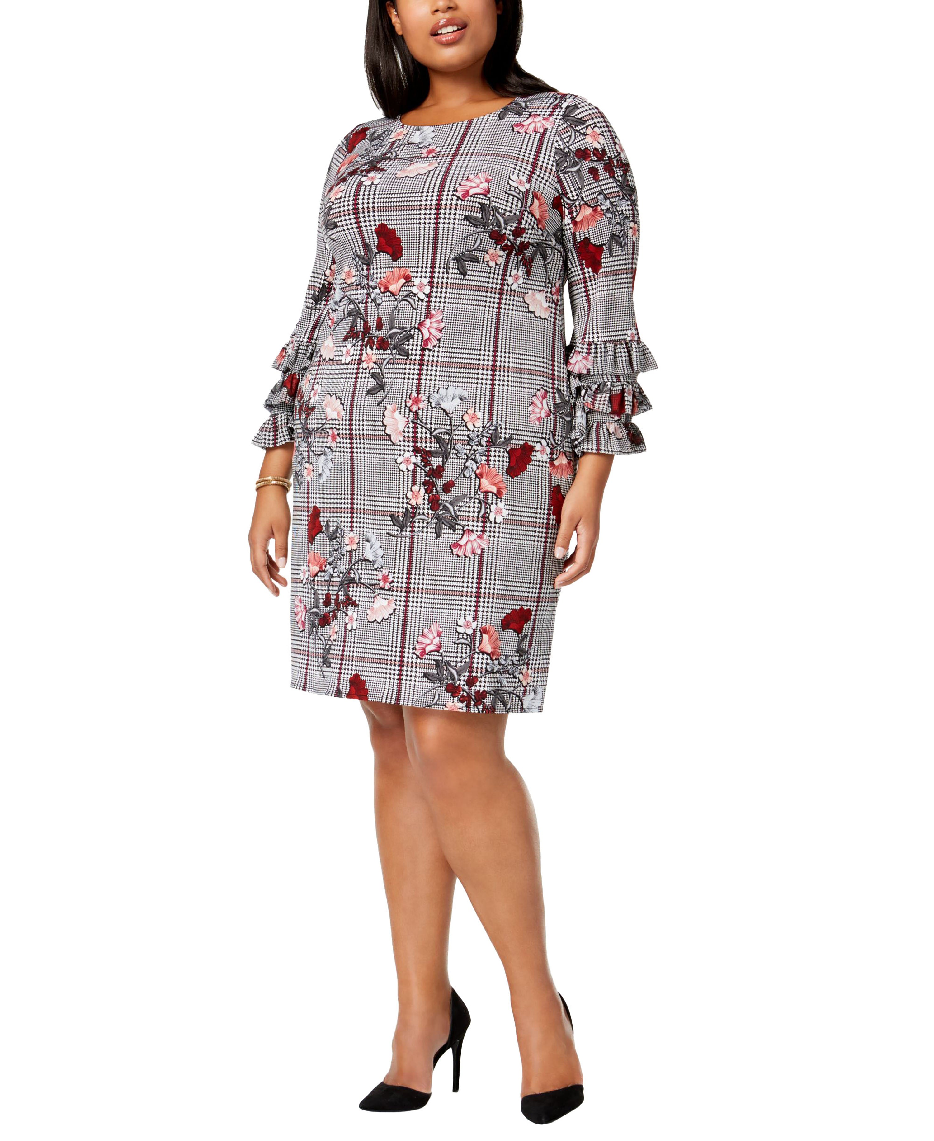 Alfani Plus Size Printed Tiered Sleeve A Line Dress