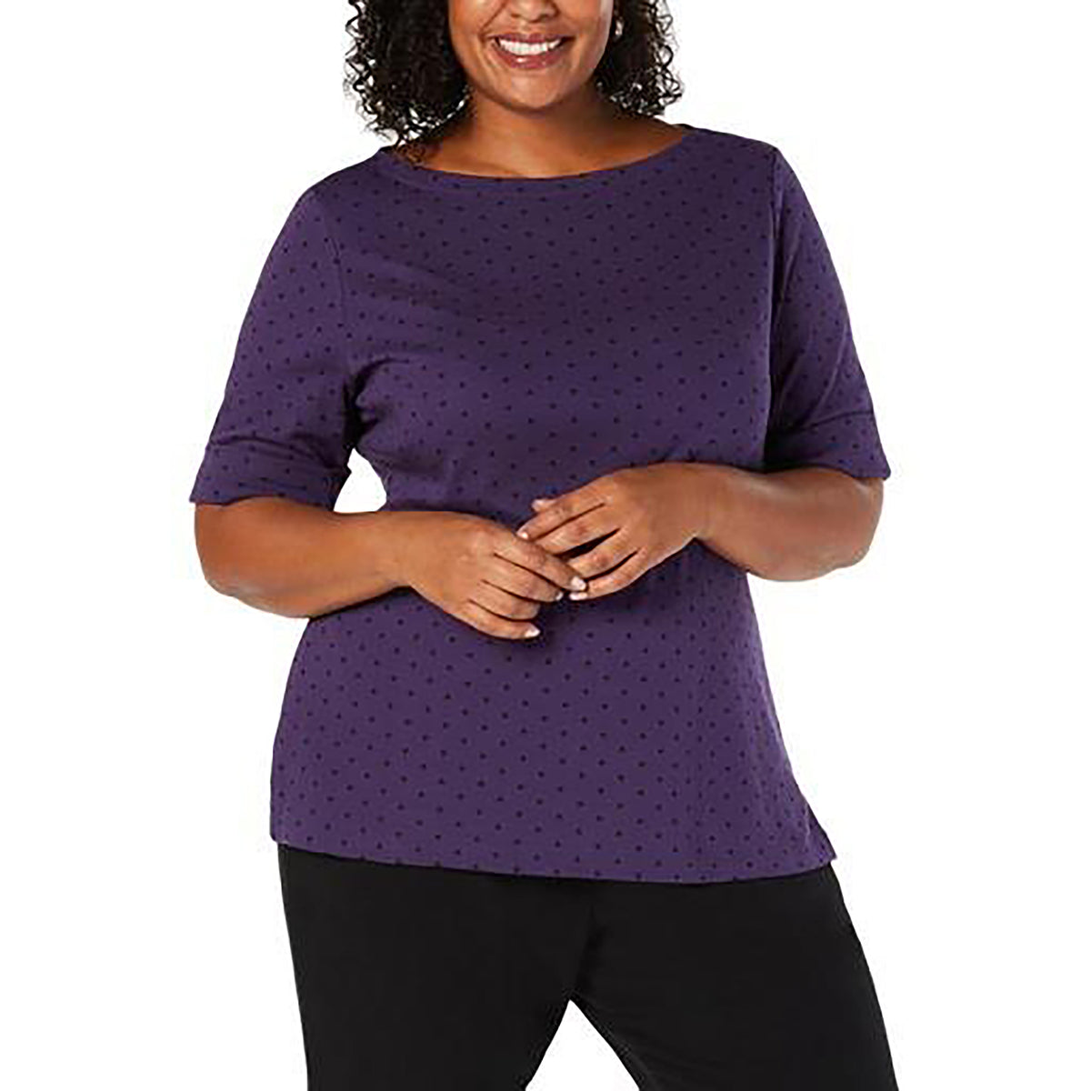 Karen Scott Plus Size Dot Print Top
