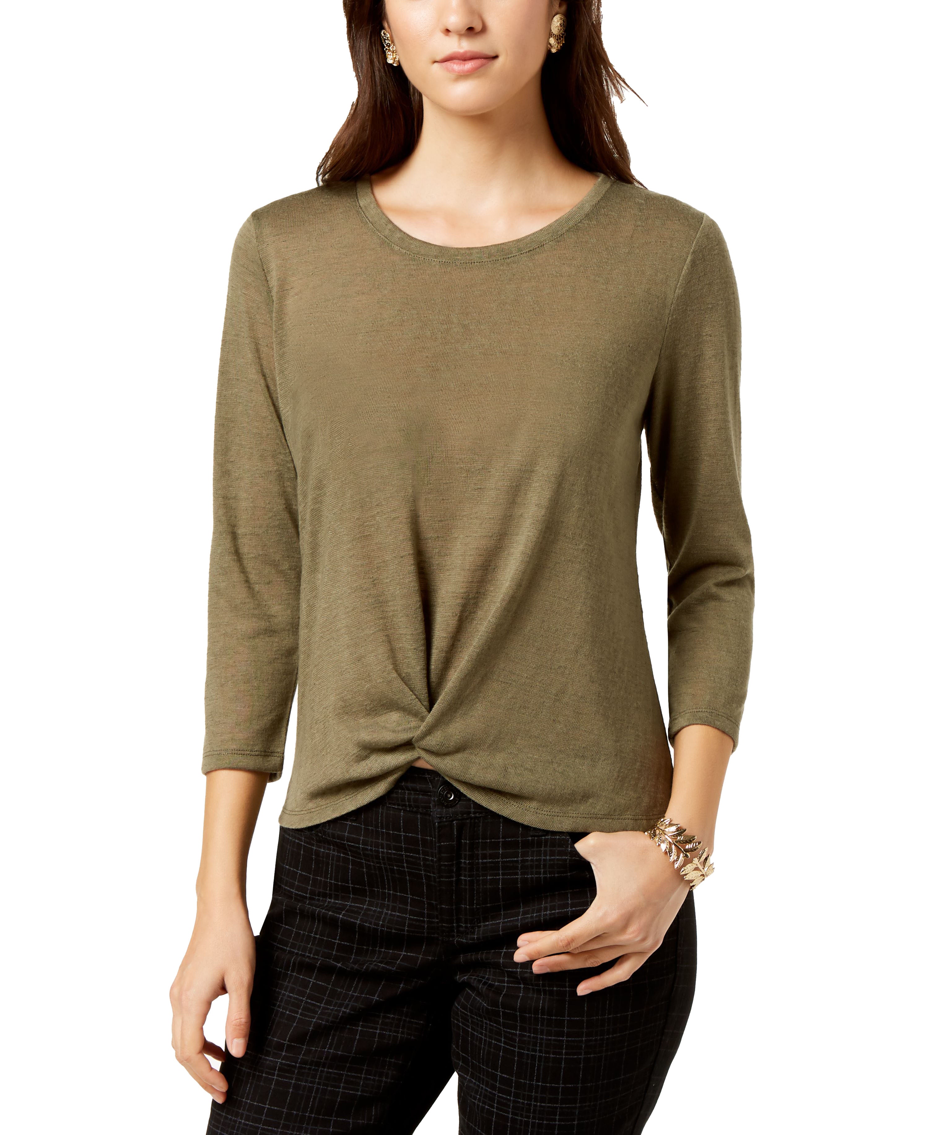 Style & Co Petite Knot Front Top