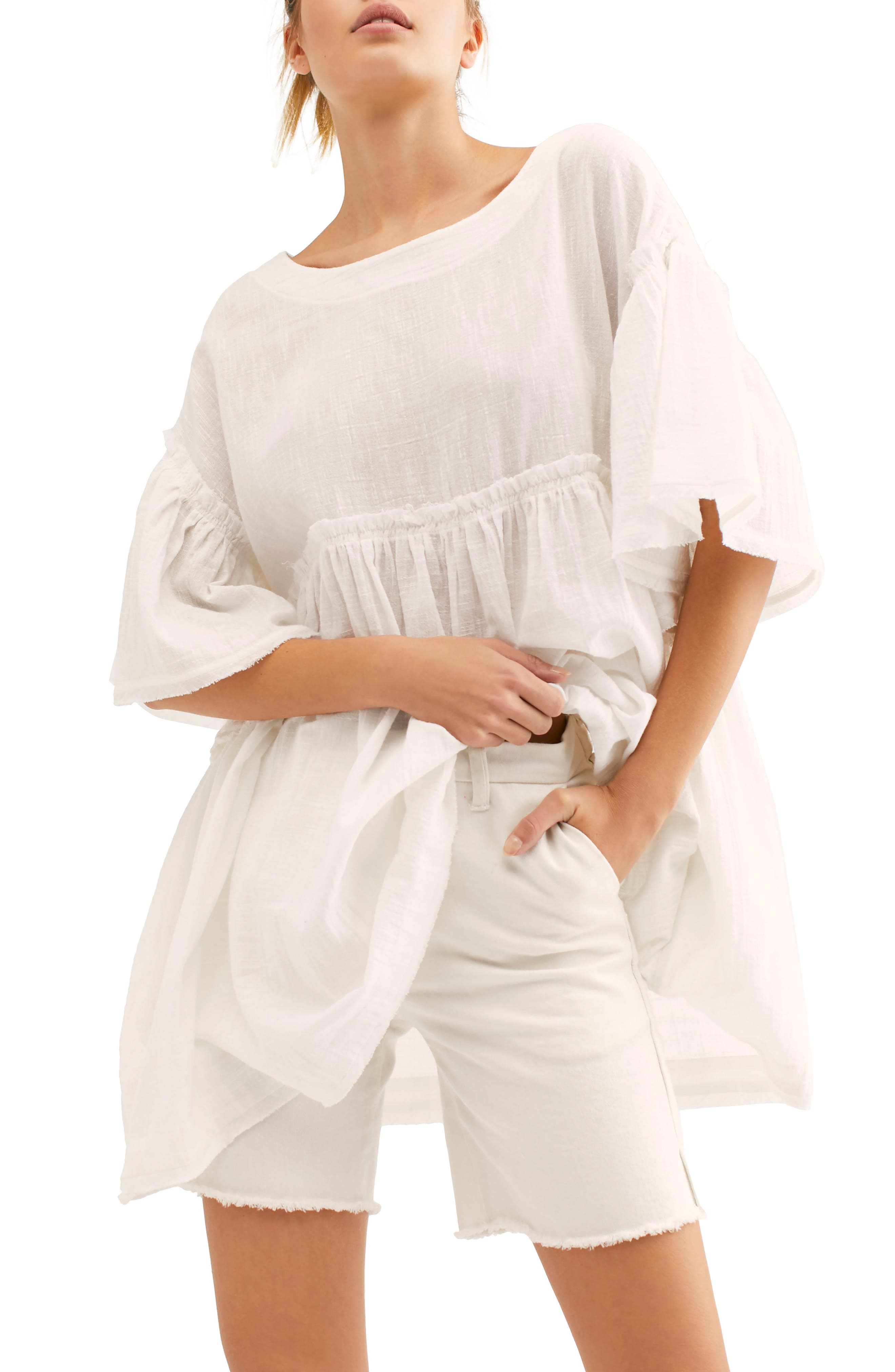 Free People Summer Nights Cotton Striped Wide Sleeve Tunic