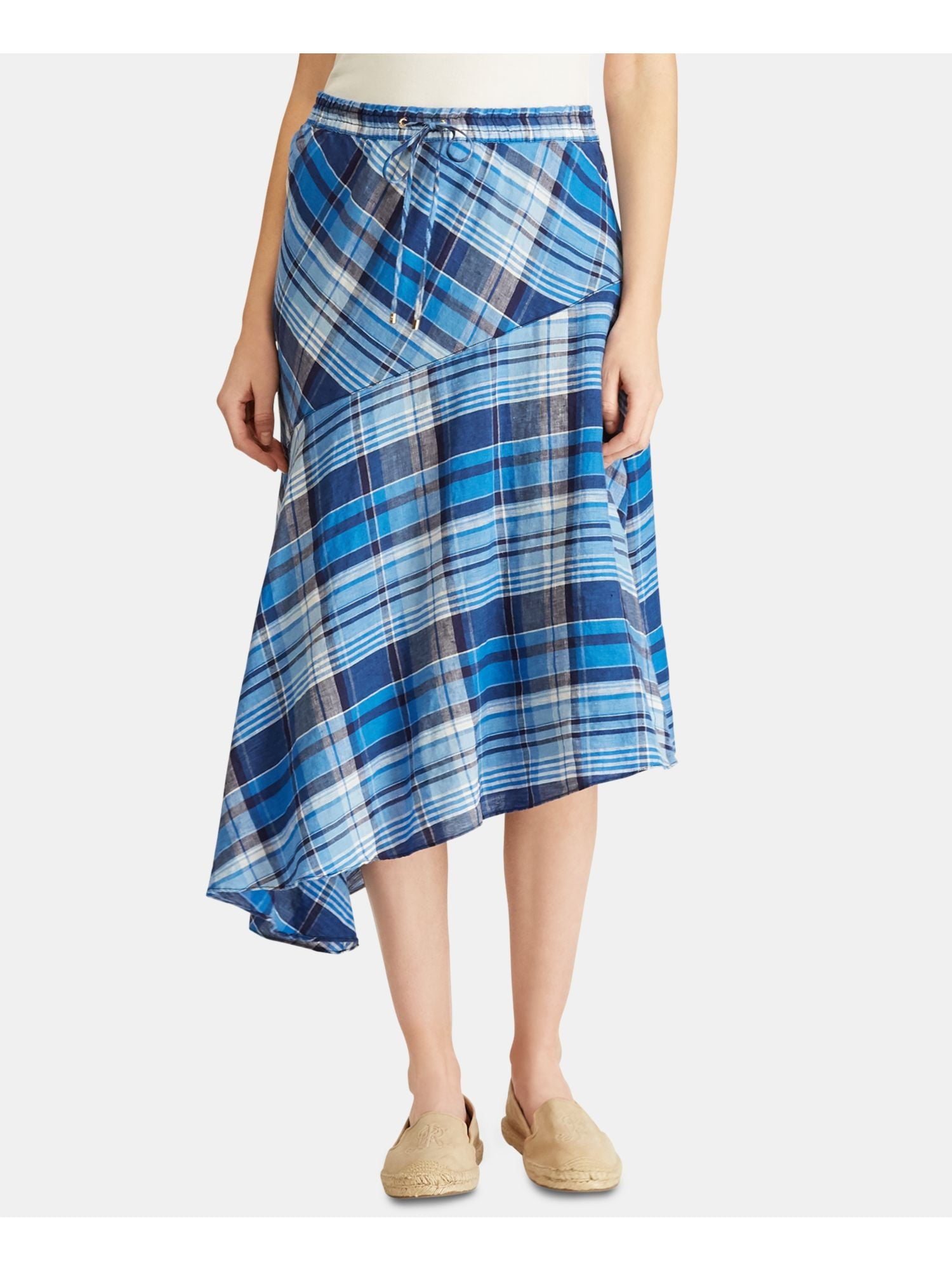 Lauren Ralph Lauren Plaid Asymmetrical Hem Skirt