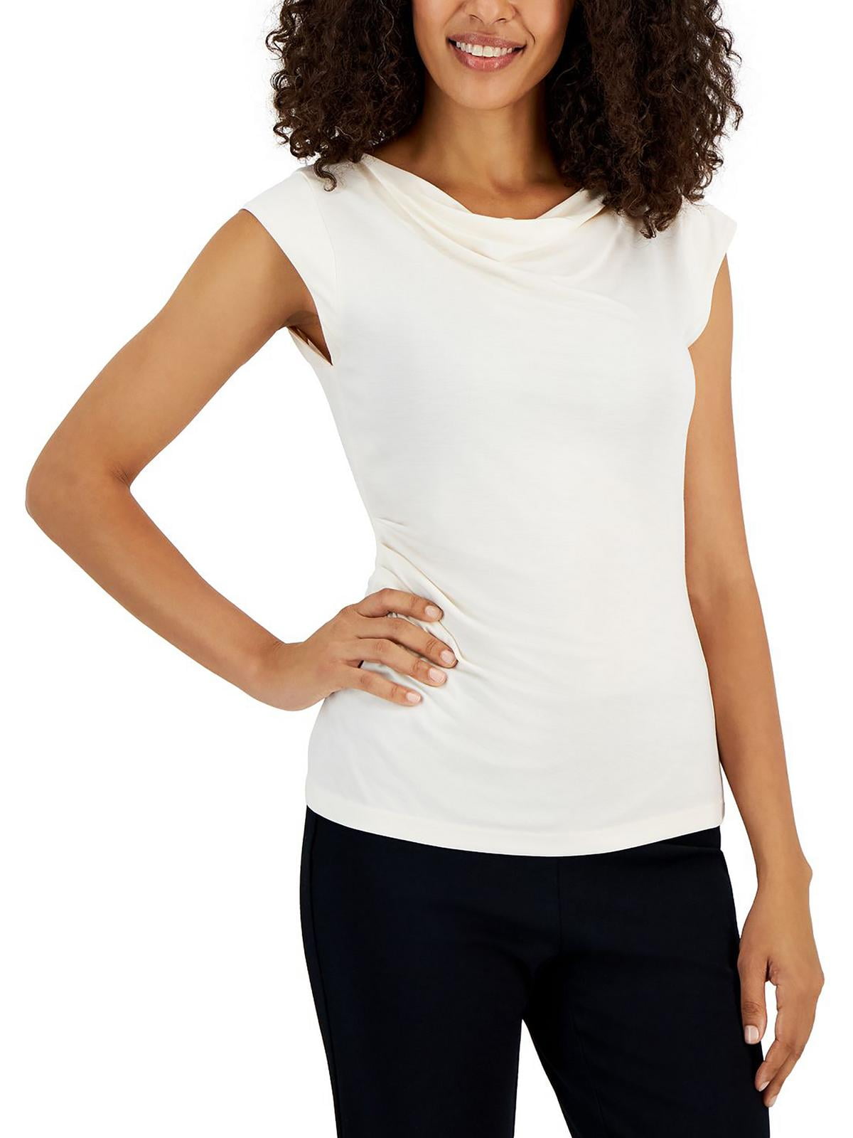 Plus Size Harmony Knit Cap-Sleeve Cowlneck Top