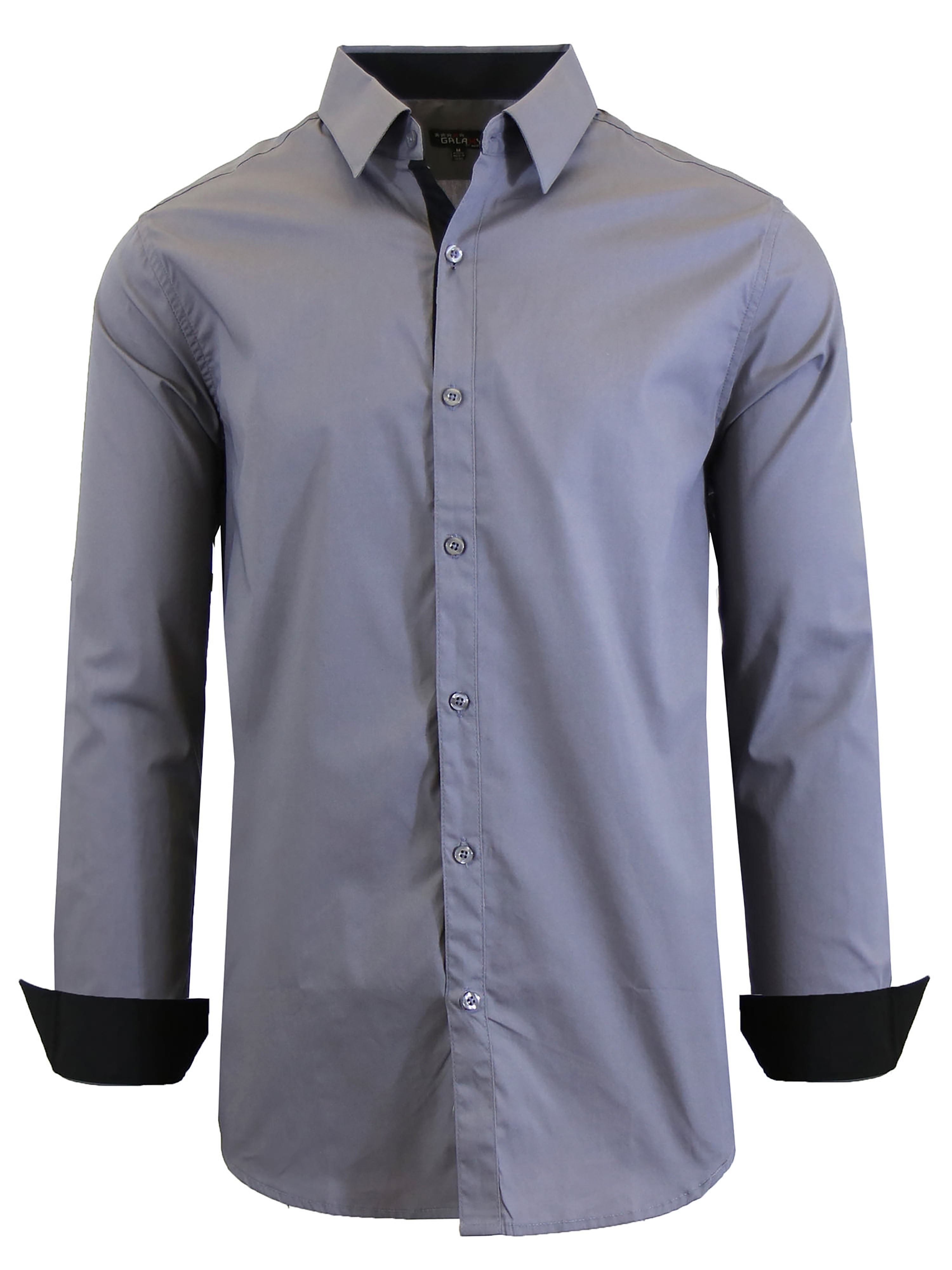 Mens Long Sleeve Slim-Fit Solid Dress Shirts