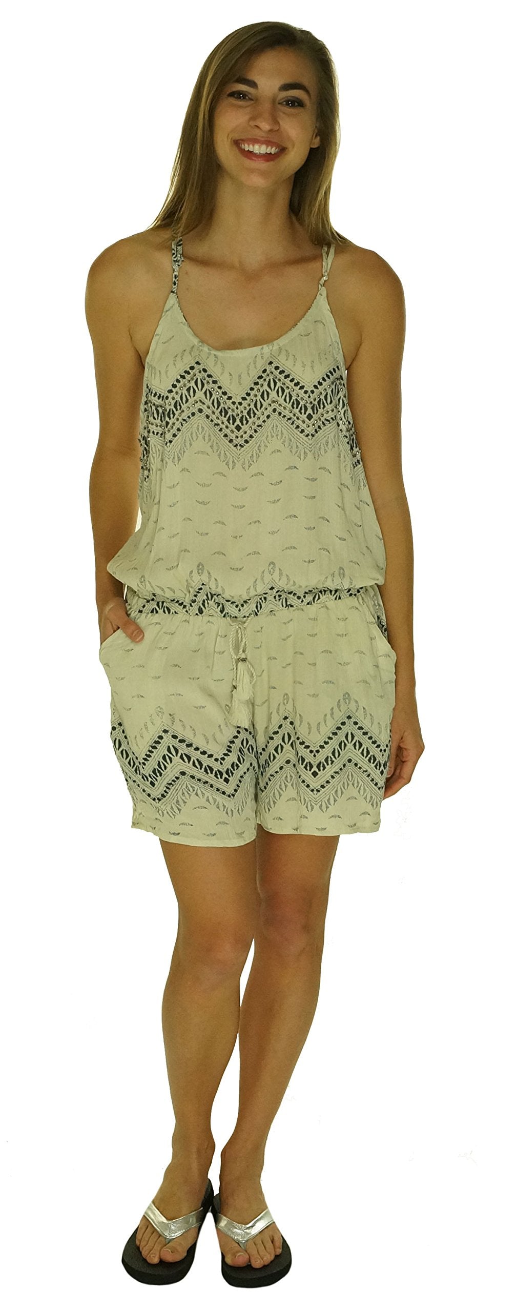Blue Island Beach Print Romper