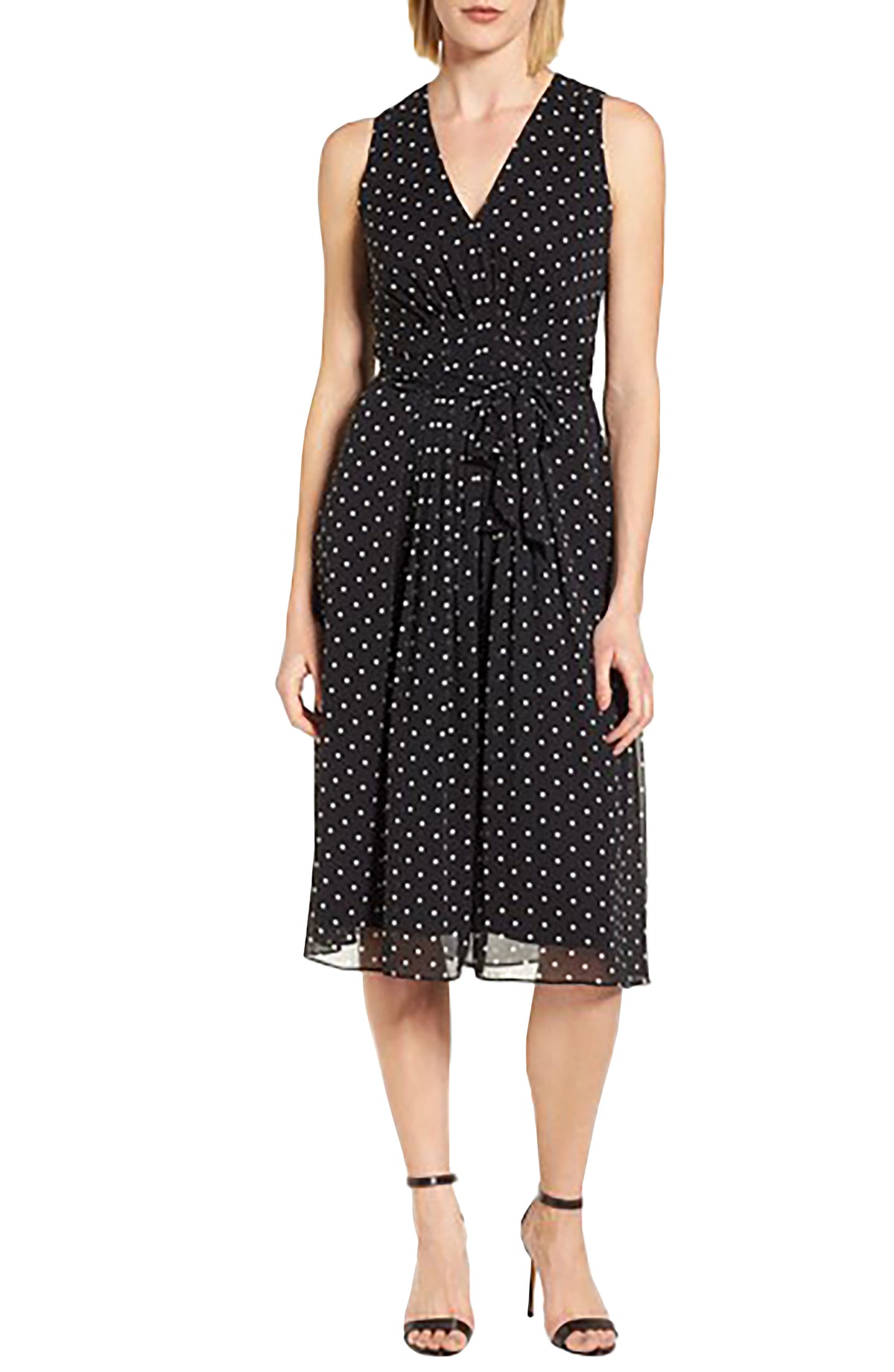 Anne Klein Women's Anne Klein New York Dotted Chiffon Dress Black 4