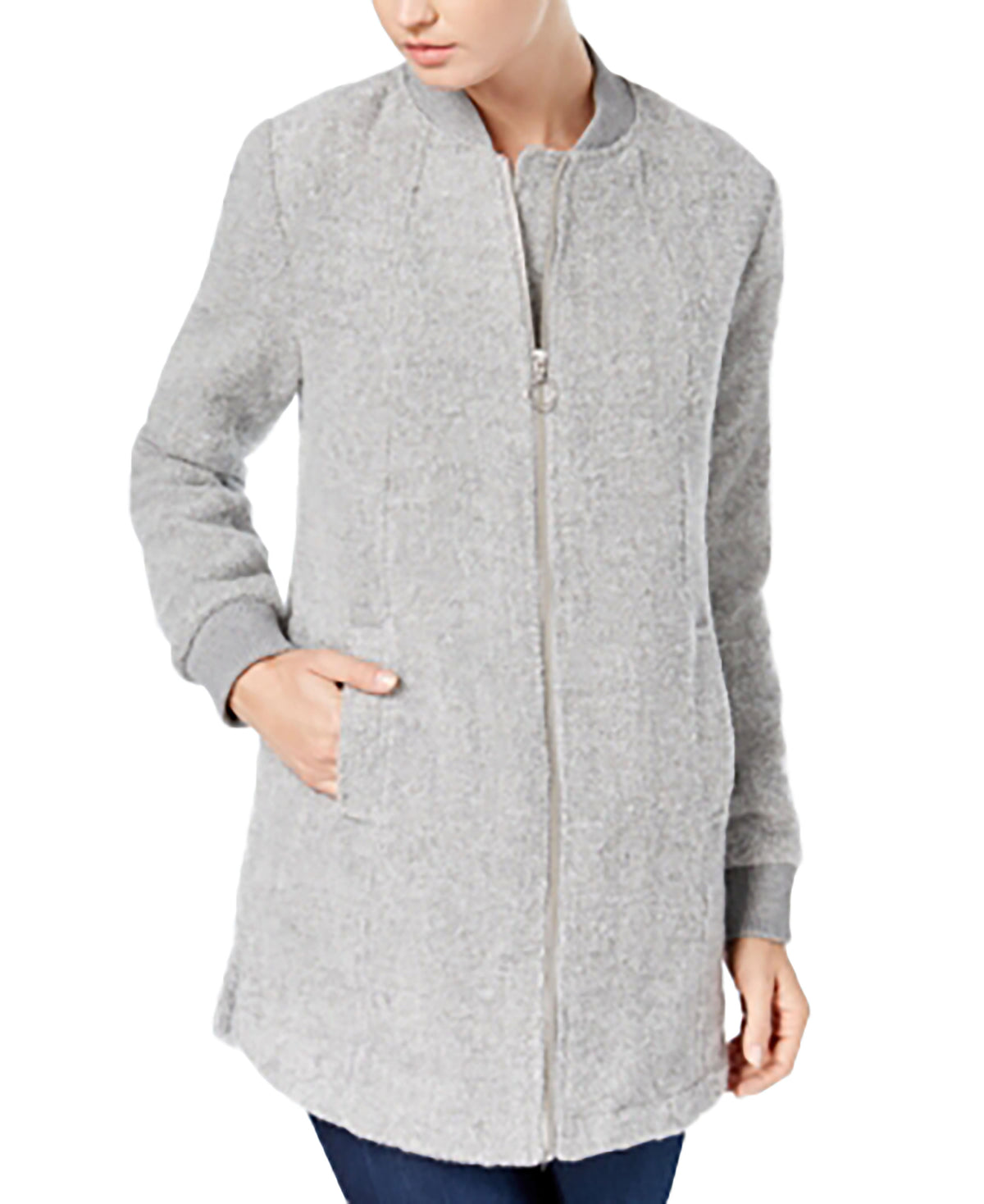 Bcx Juniors' Zipper-Front Swing Car Coat - Gray L