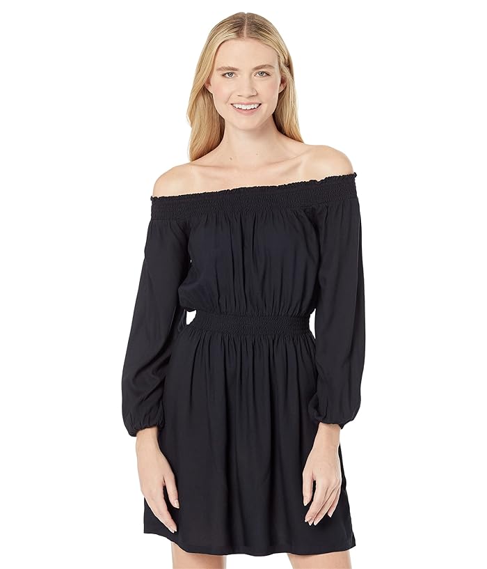 Juniors' Dream Escape Smocked Off-The-Shoulder Dress