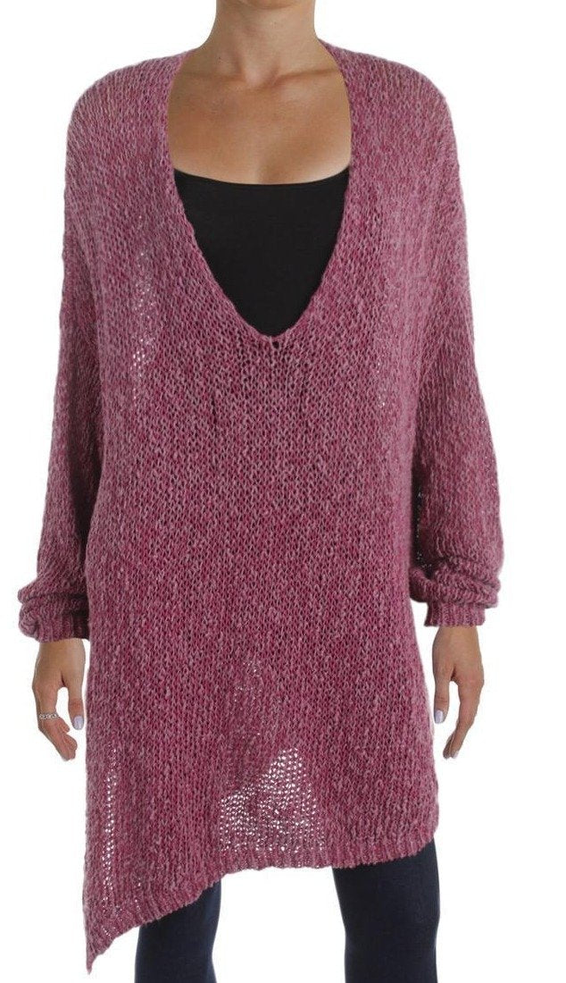 Free People Womens Pointelle Asymmetric Pullover Sweater