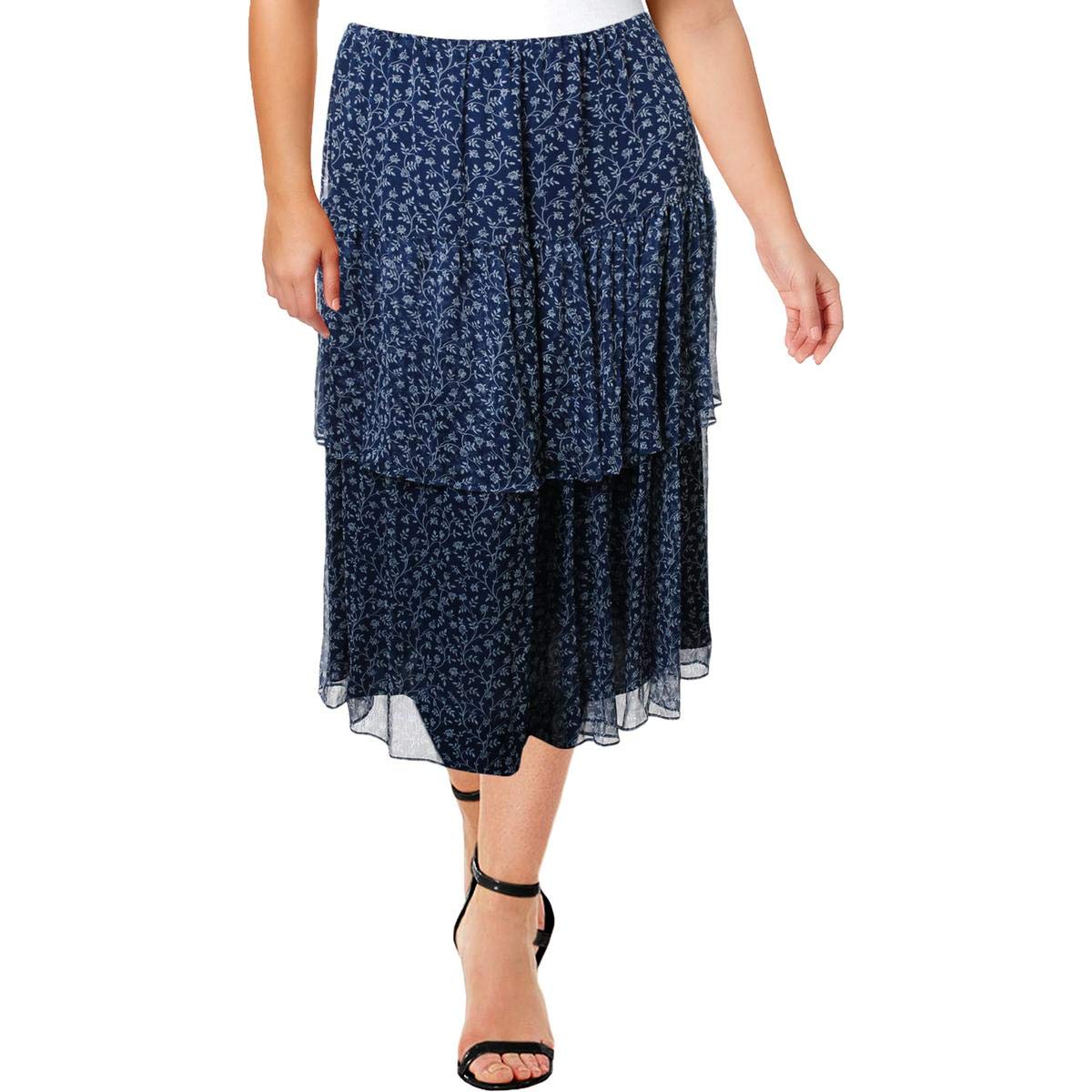 Lauren Ralph Lauren Plus Size Print Georgette Tiered Skirt
