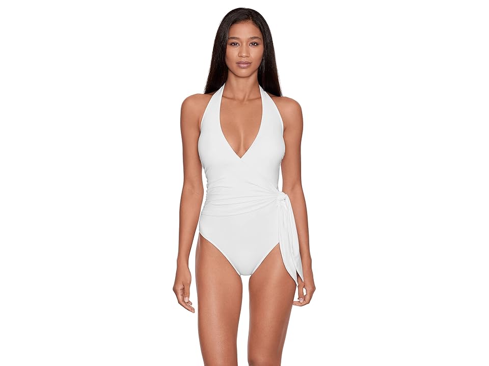 Ralph Lauren Beach Club Solids Halter Wrap One-Piece Swimsuit