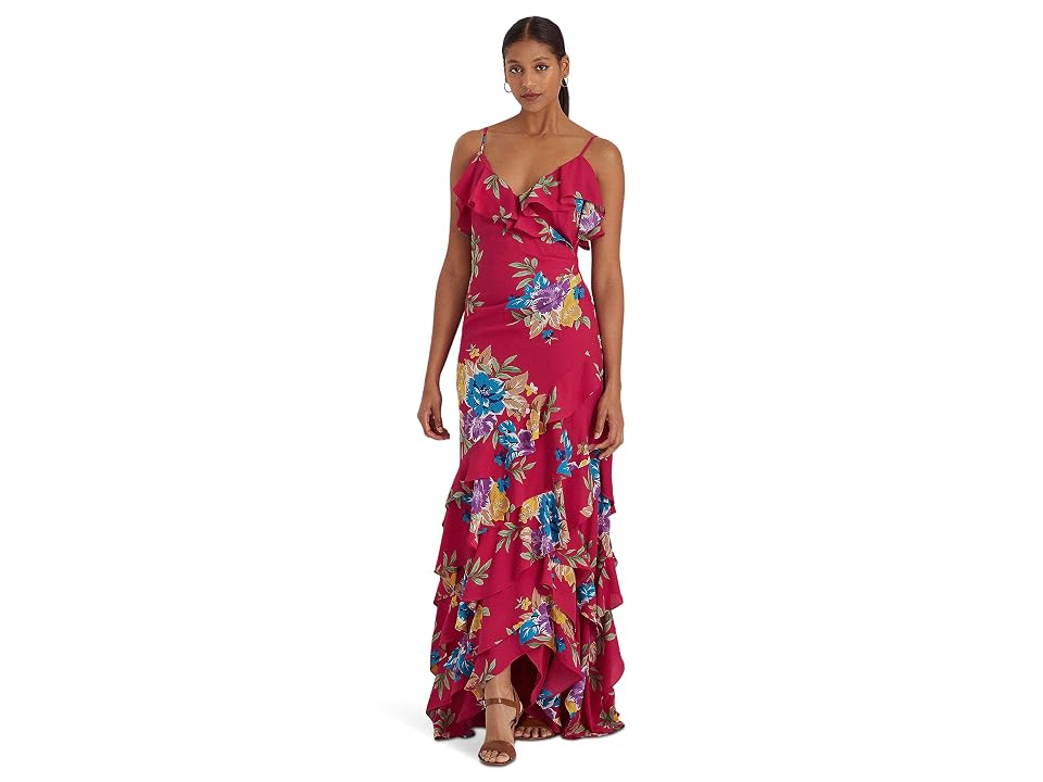 LAUREN Ralph Lauren Floral Georgette Tiered Gown