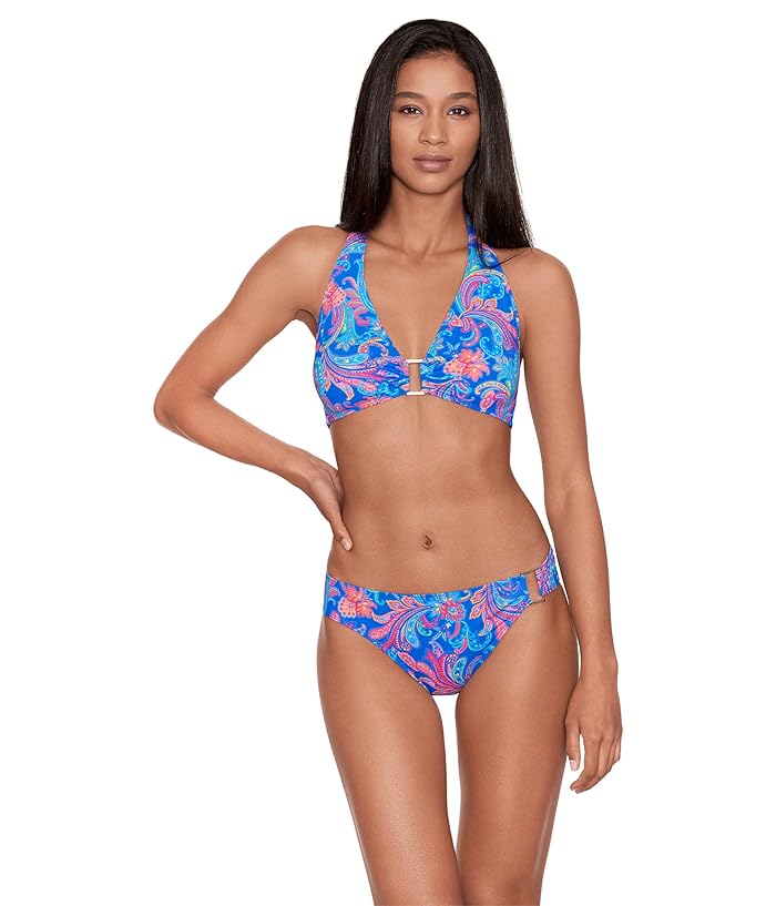 Ralph Lauren Summer Paisley Ring-Front Halter Bikini Swim Top