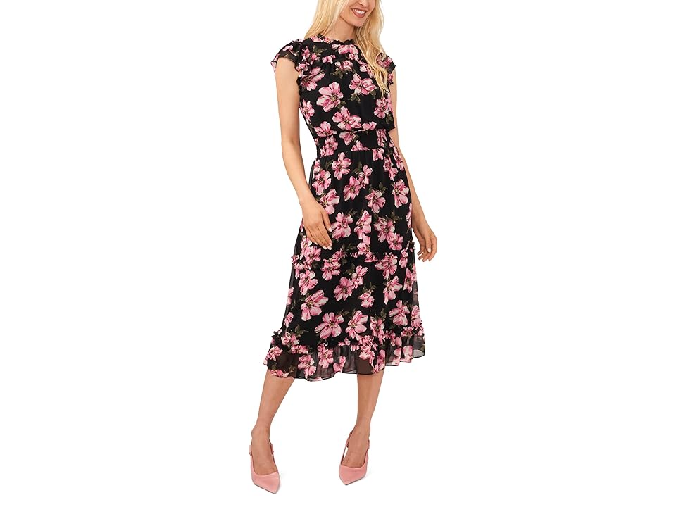Women's Smocked-Waist Flutter-Sleeve Midi Dress