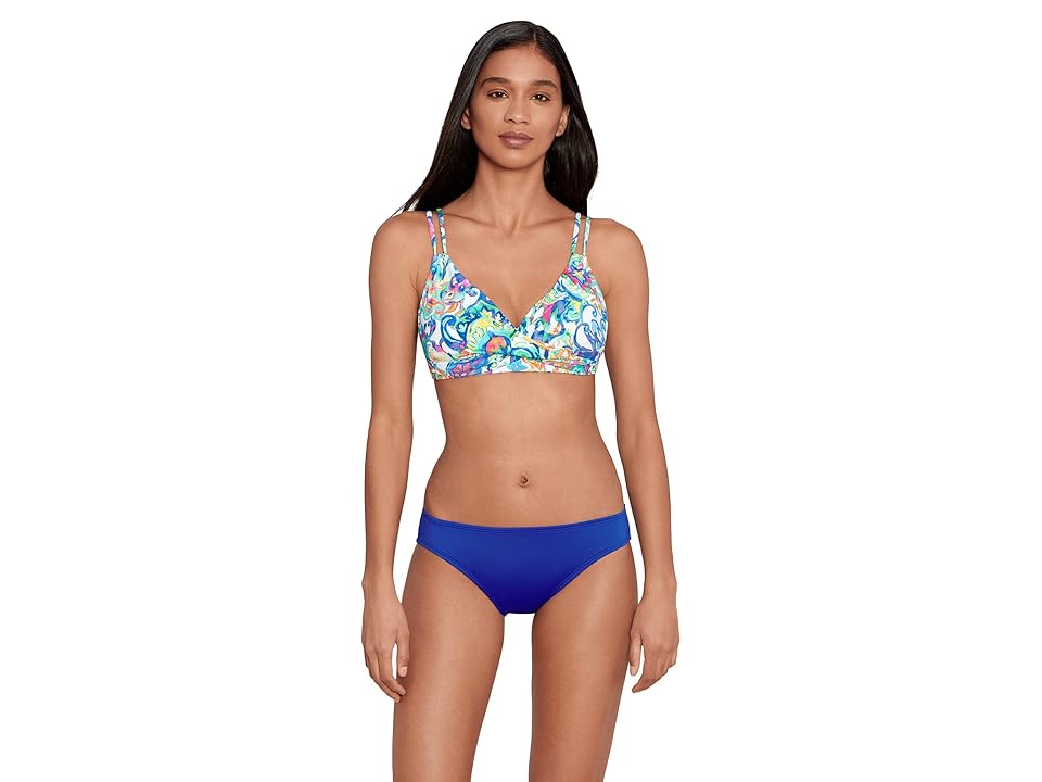 Women's Printed Double-Strap Twist-Front Underwire Bikini Bra Top