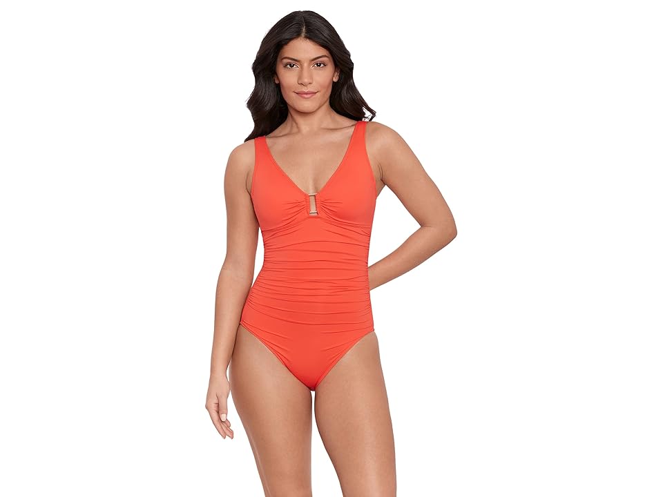 Beach Club Solids Ring Front Underwire One-Piece Women's Swimsuits One Piece