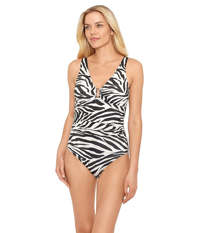 Underwire Tummy-Control Ring-Front One-Piece Swimsuit