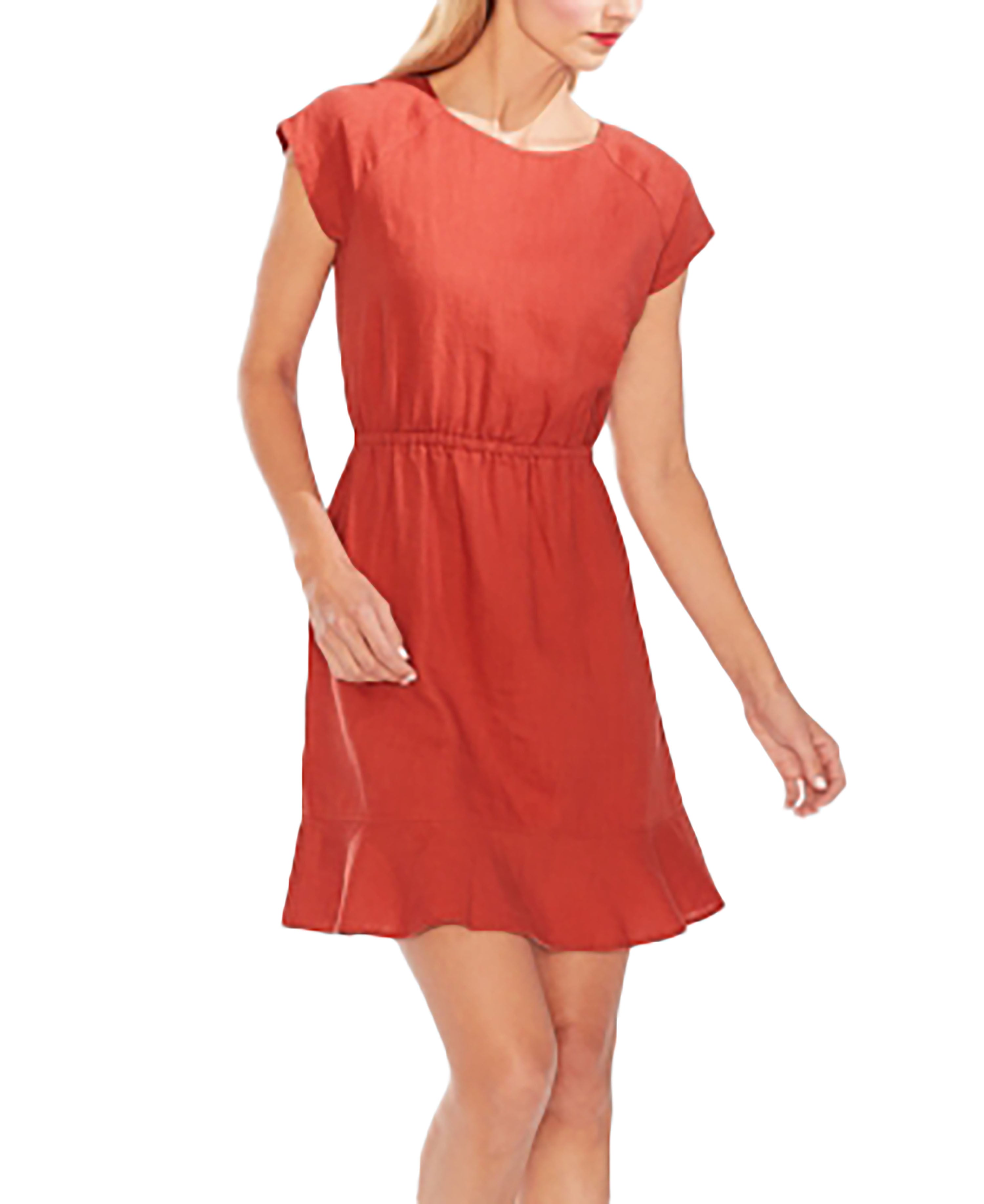 Linen Ruffled-Hem Dress