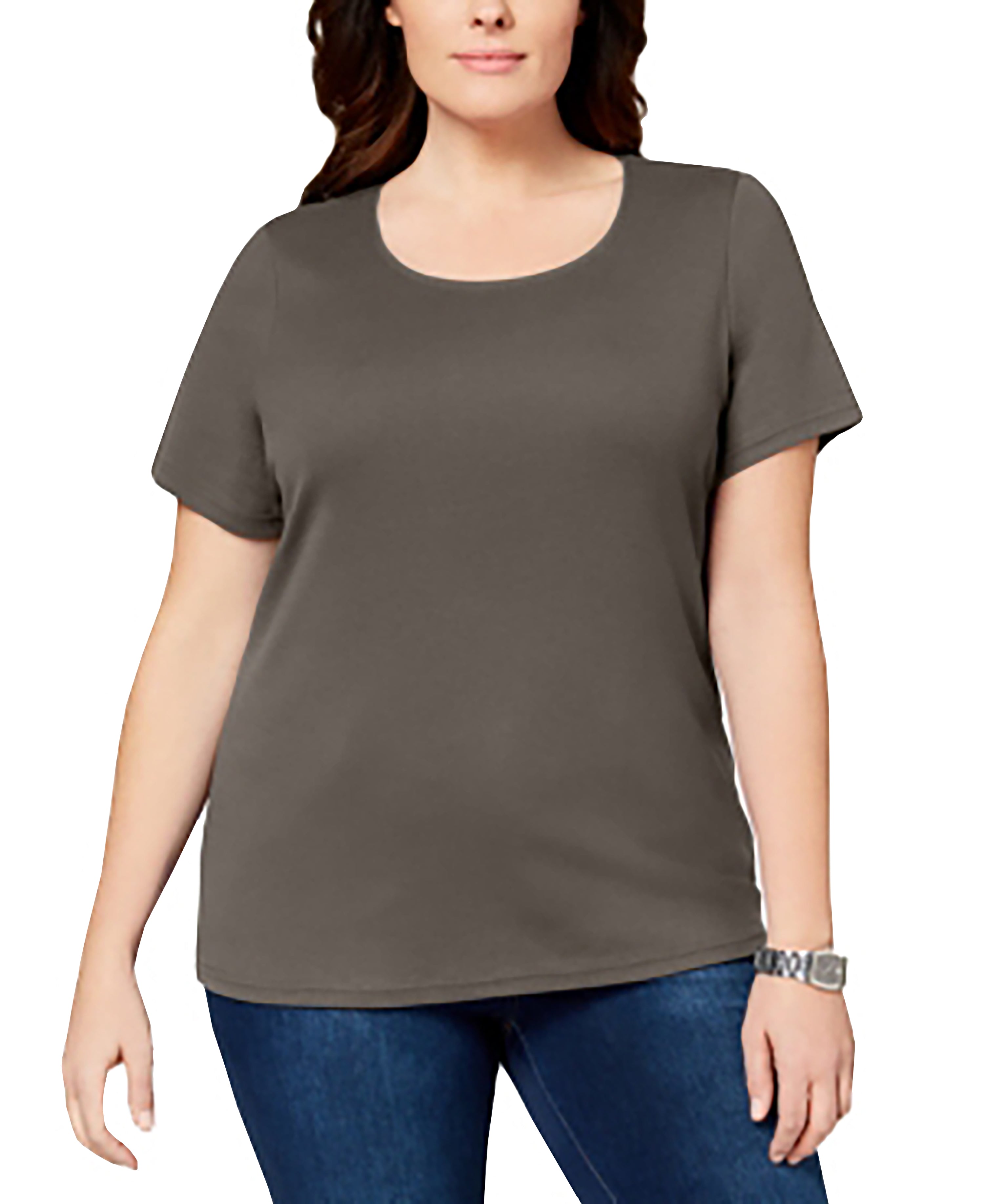 Karen Scott Plus Size Cotton Scoop Neck T-Shirt