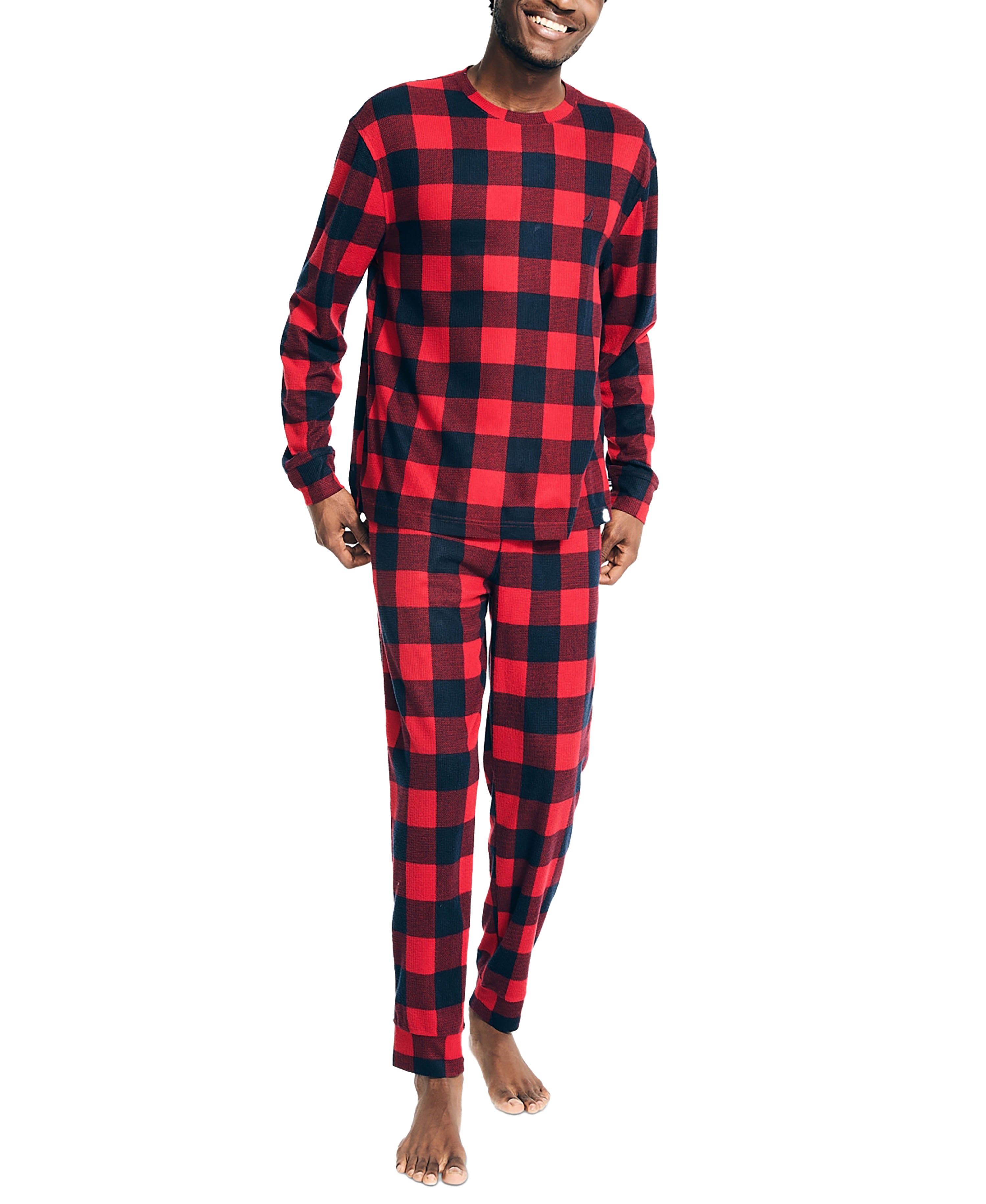 Men's 2-Pc. Relaxed-Fit Waffle-Knit T-Shirt & Pajama Pants Set