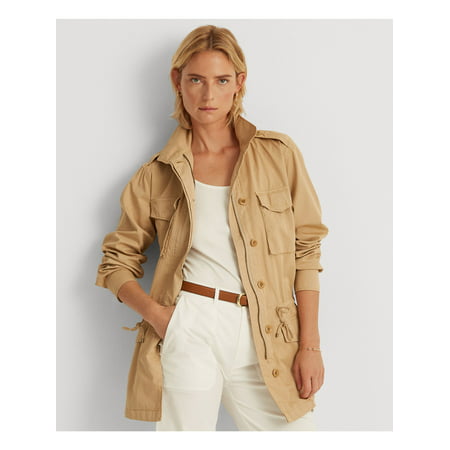 Ralph Lauren Womens Pocketed Drawcord Waist And Hem Zip Up Jacket