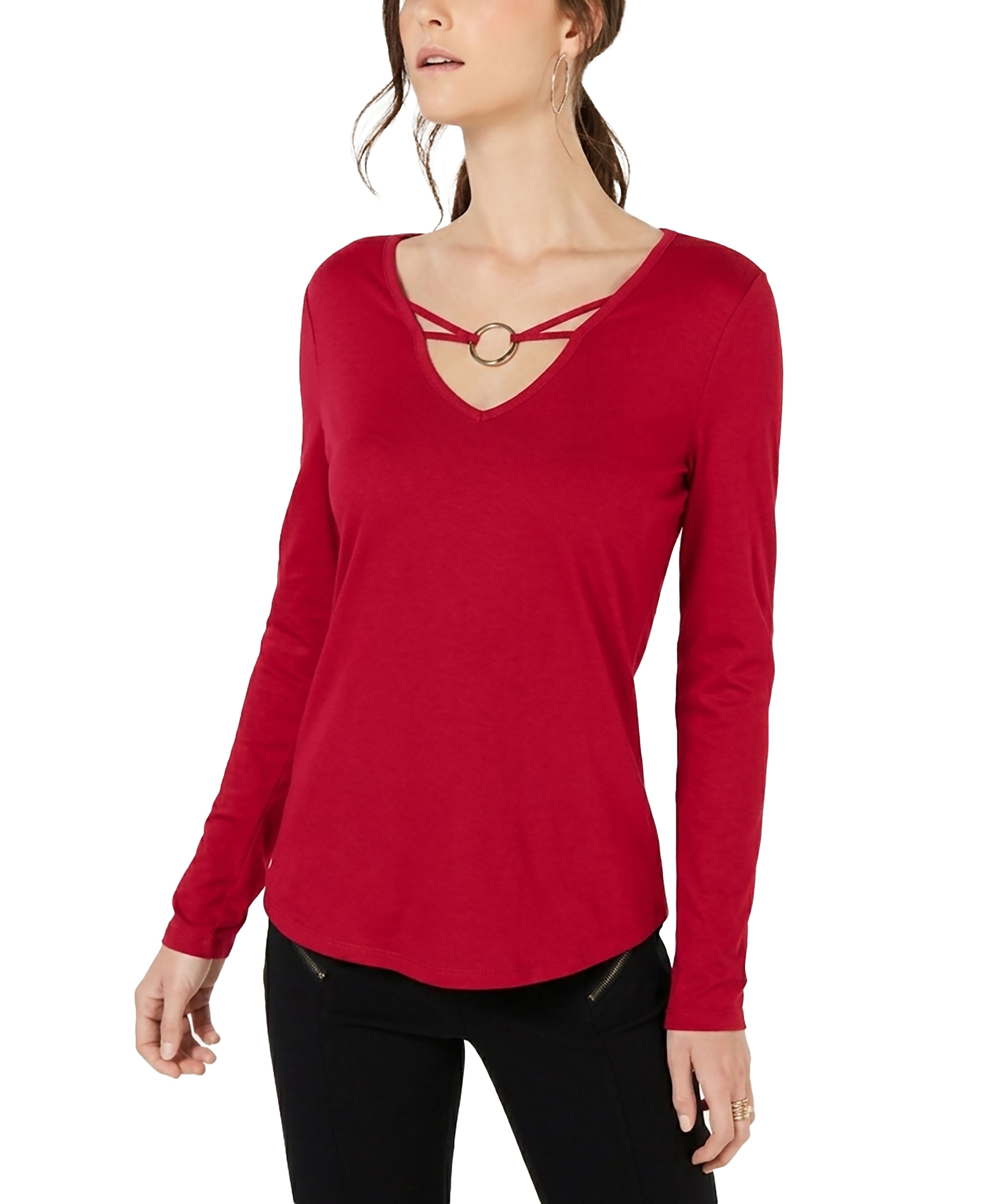 INC Embellished V-Neck Top