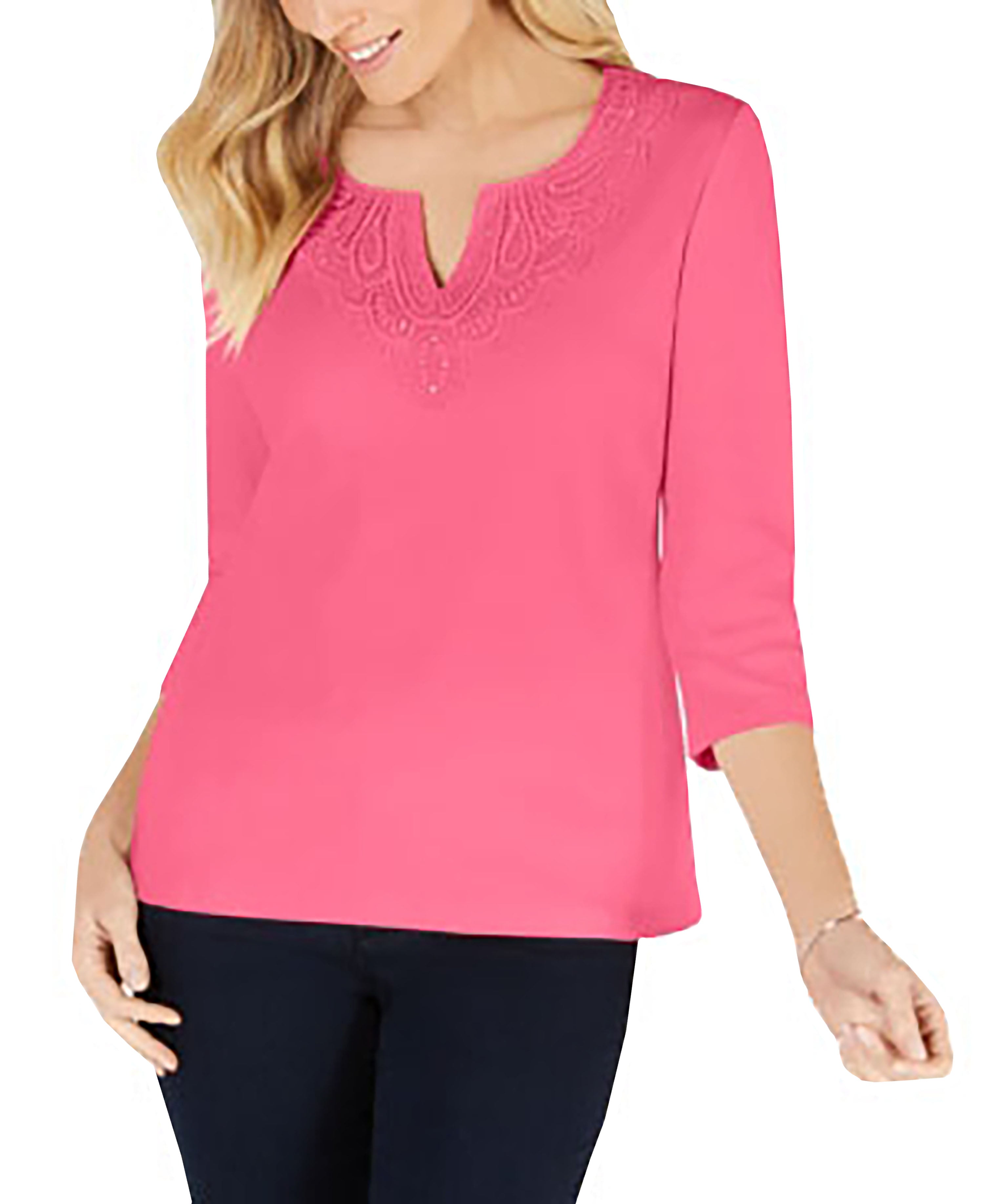 Cotton Crochet-Trim T-Shirt
