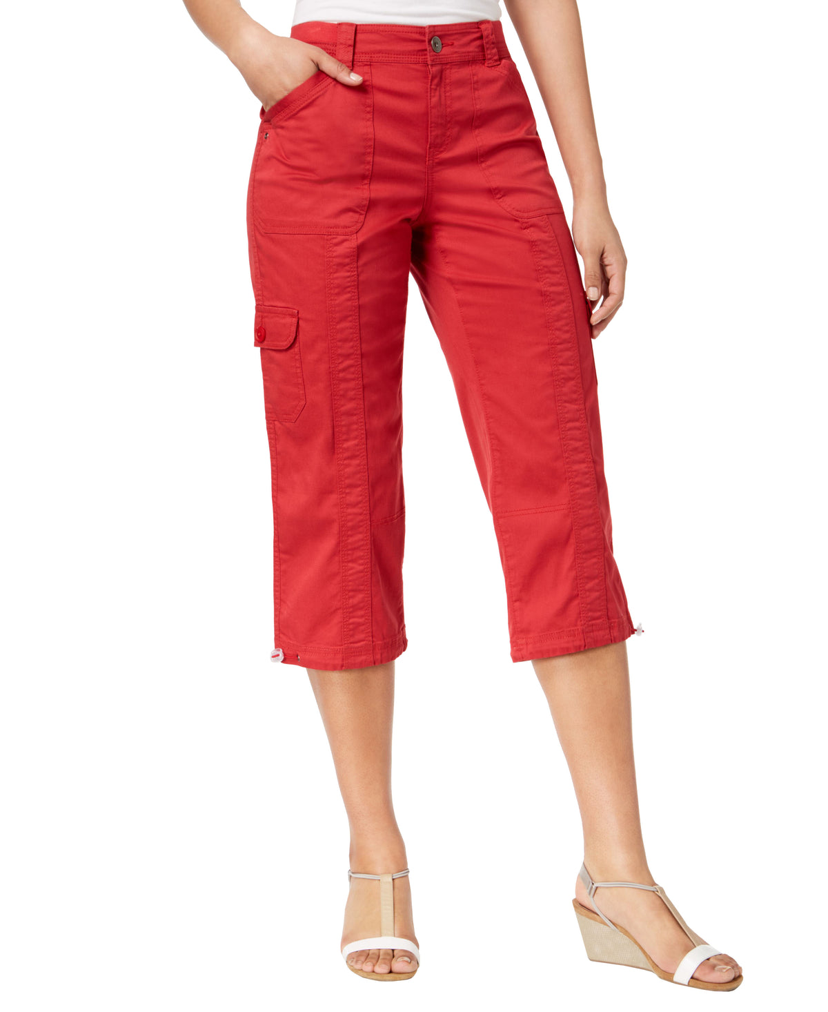 Petite Cargo Capri Pants