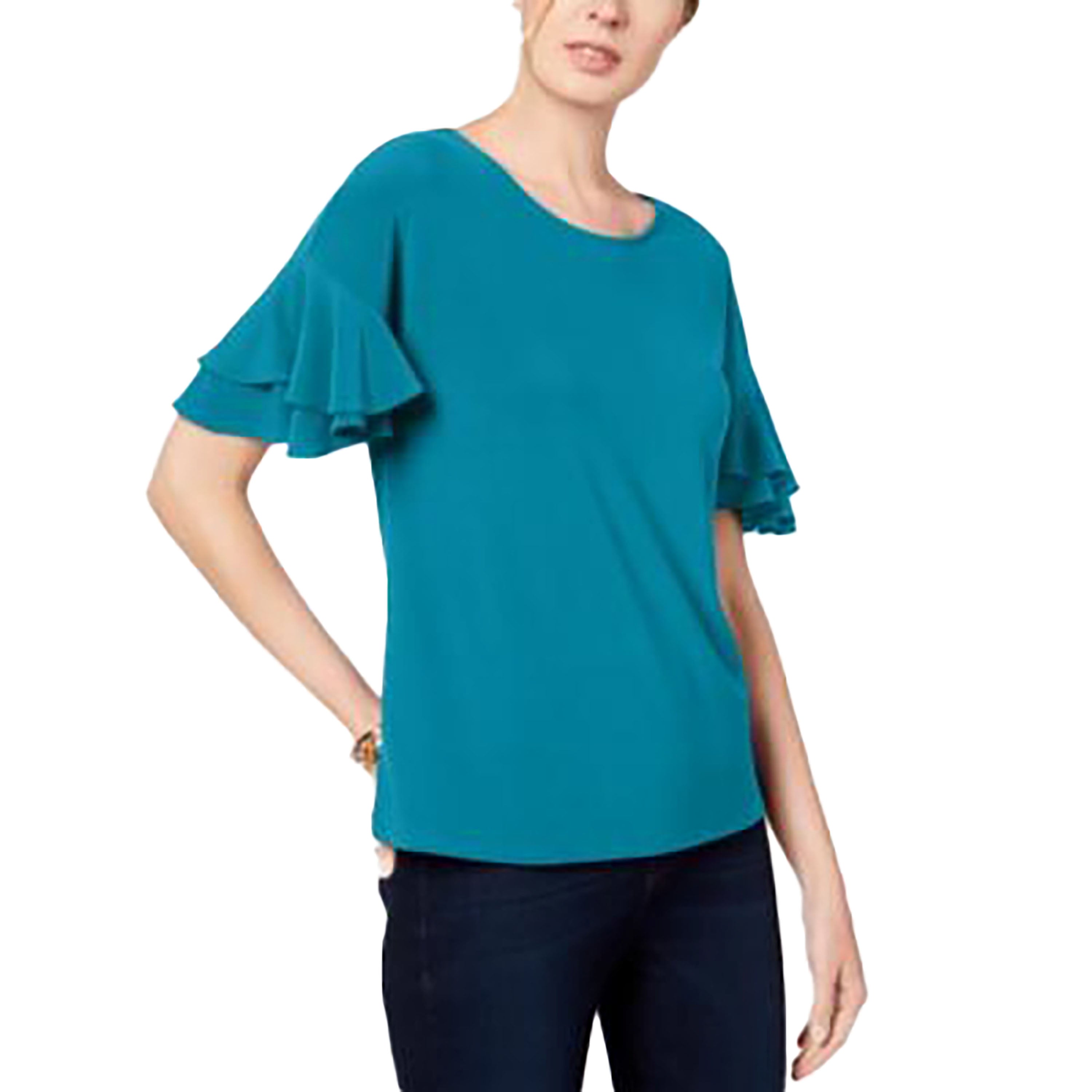 INC Petite Ruffled-Sleeve Top
