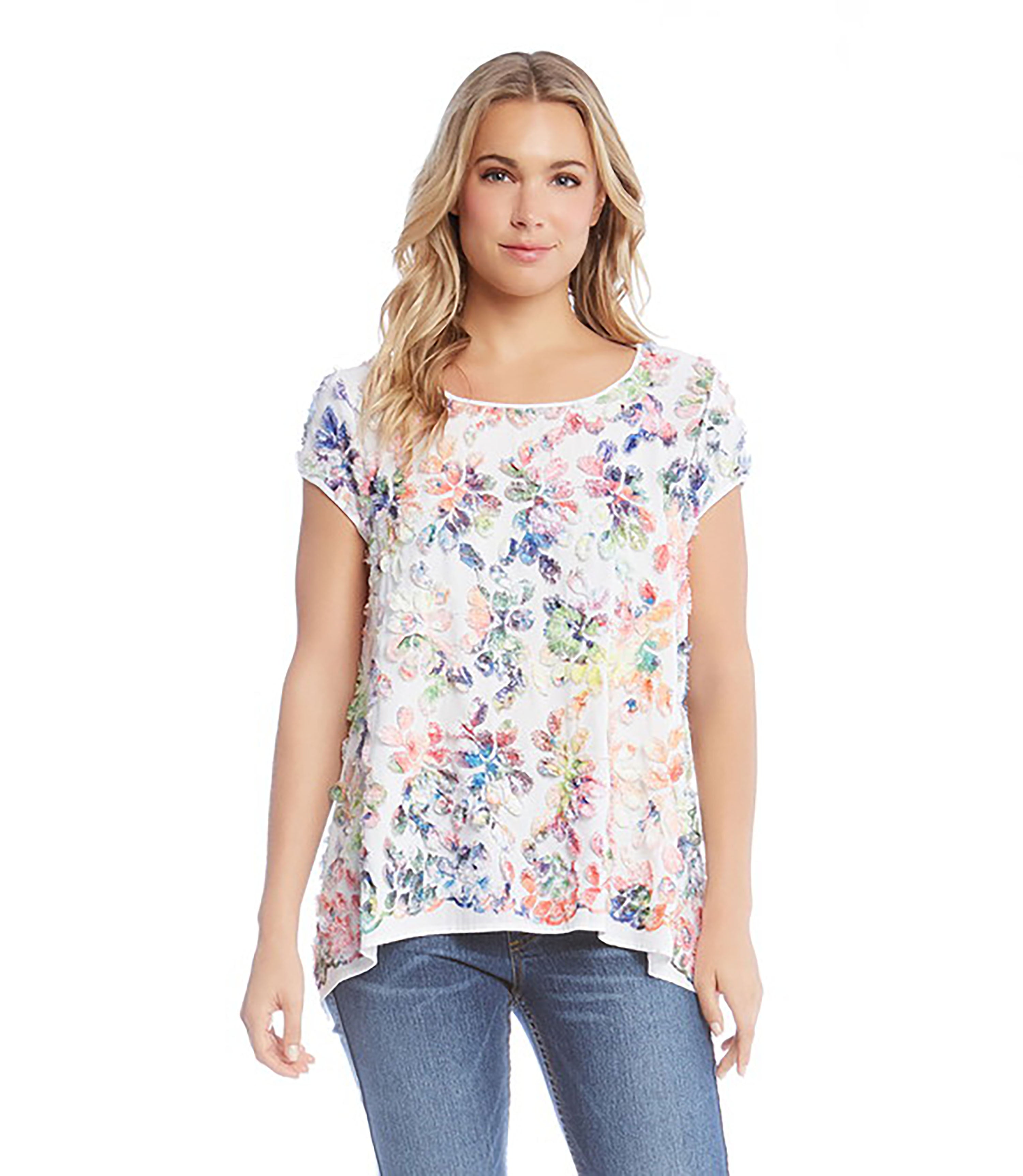 Textured Cap-Sleeve Top