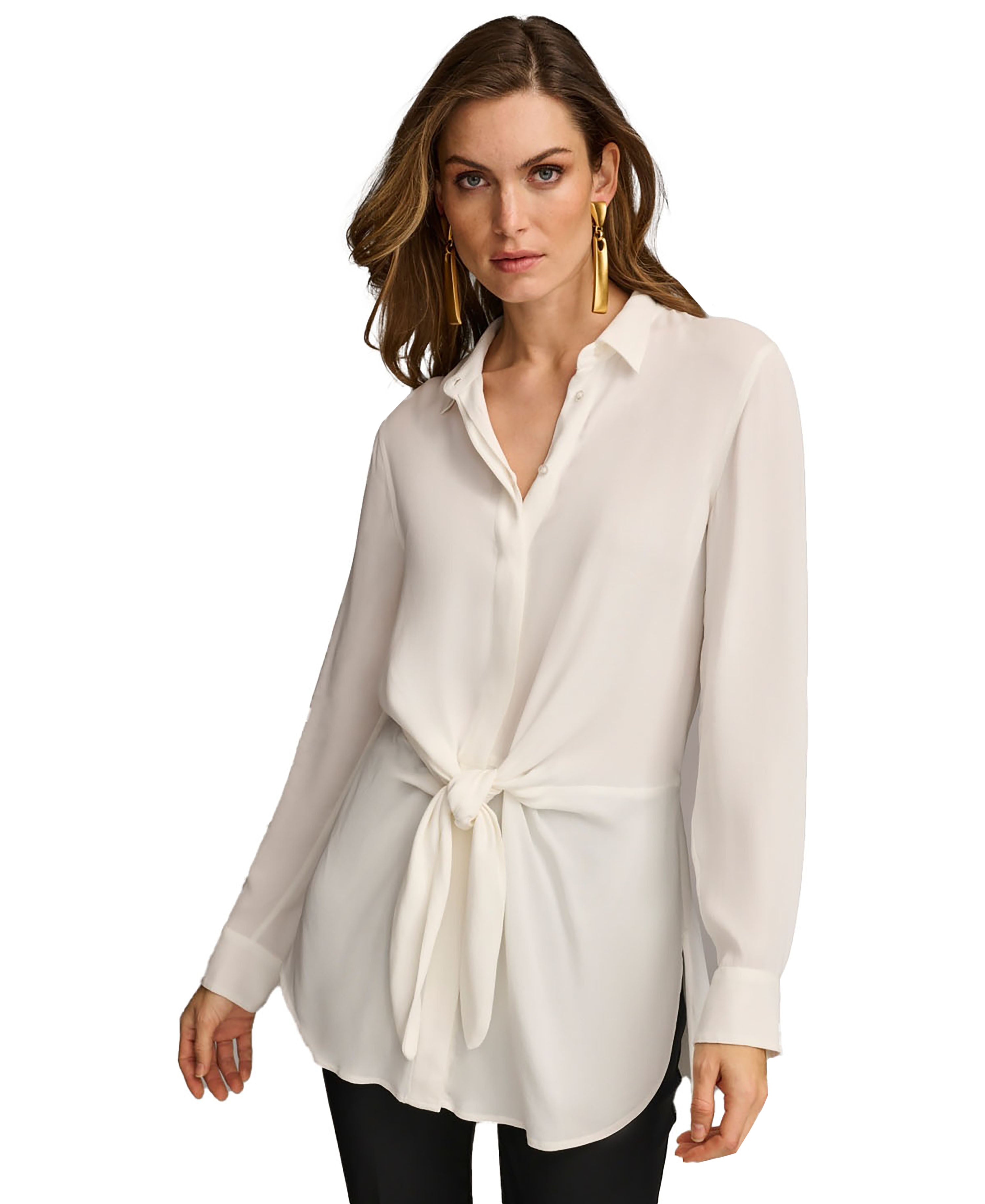 Donna Karan Women's Long-Sleeve Tie-Waist Top