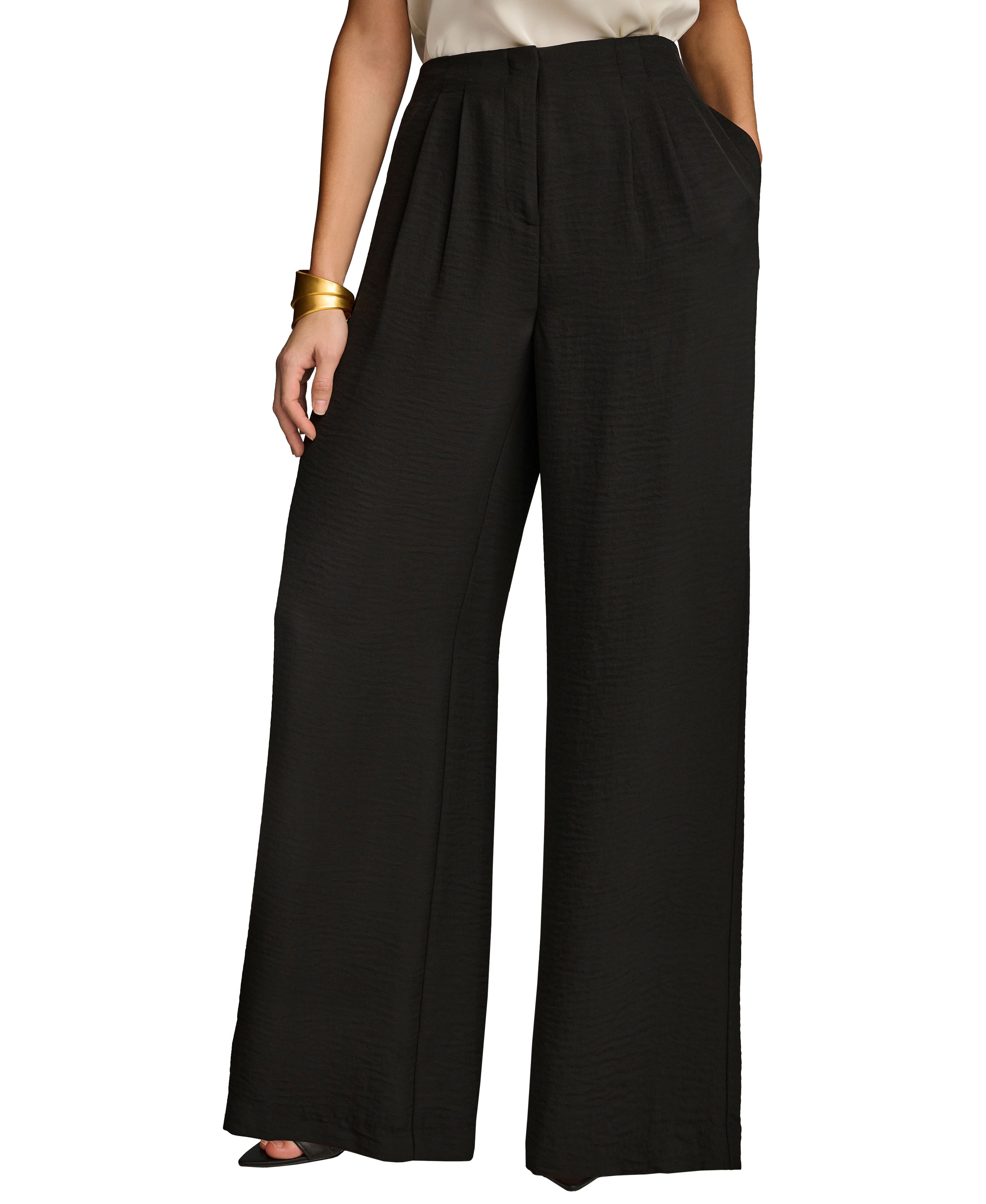 Donna Karan Cropped Belted Jacket & Wide Leg Pant