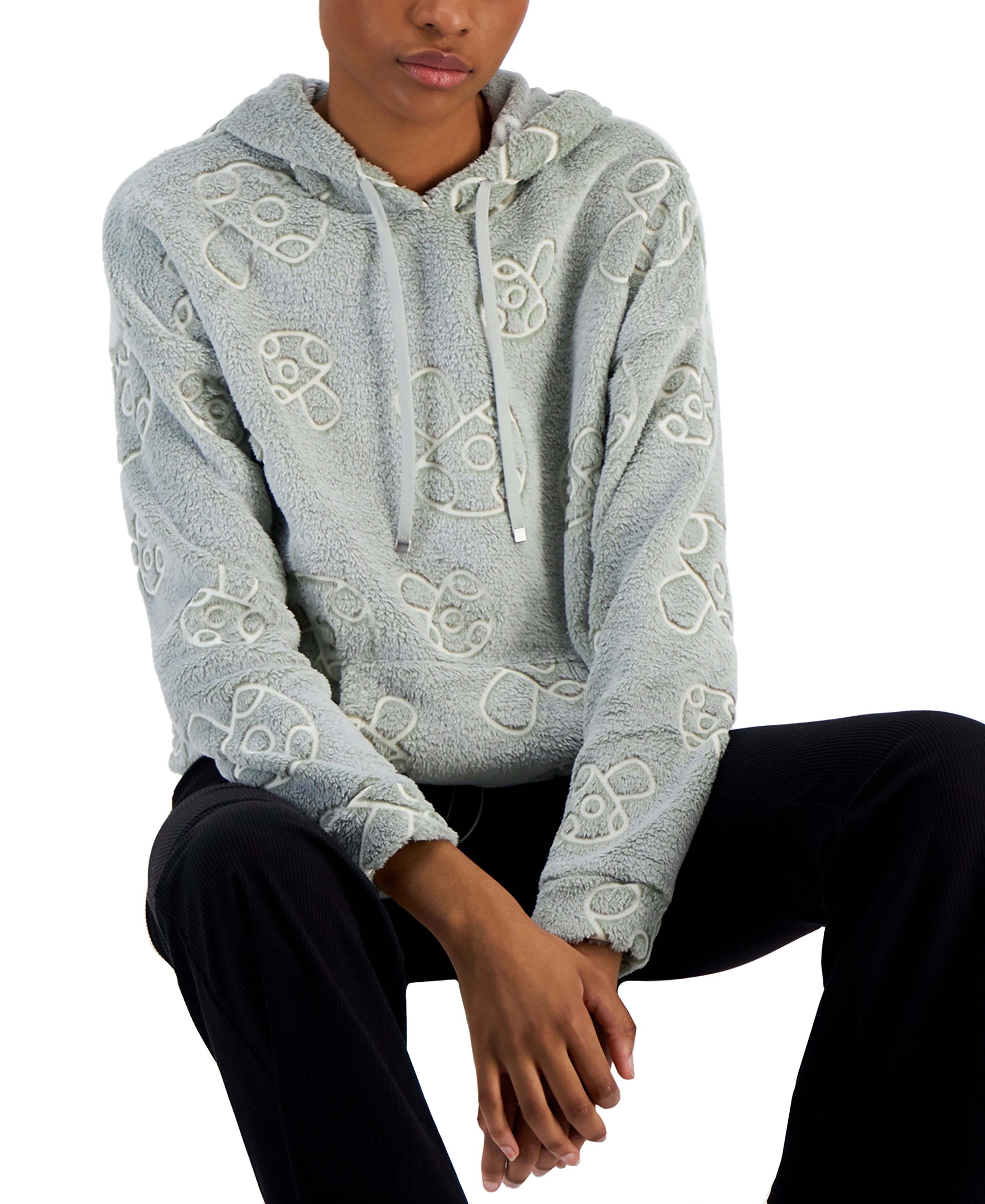 Juniors' Cozy Embossed Plush Hoodie