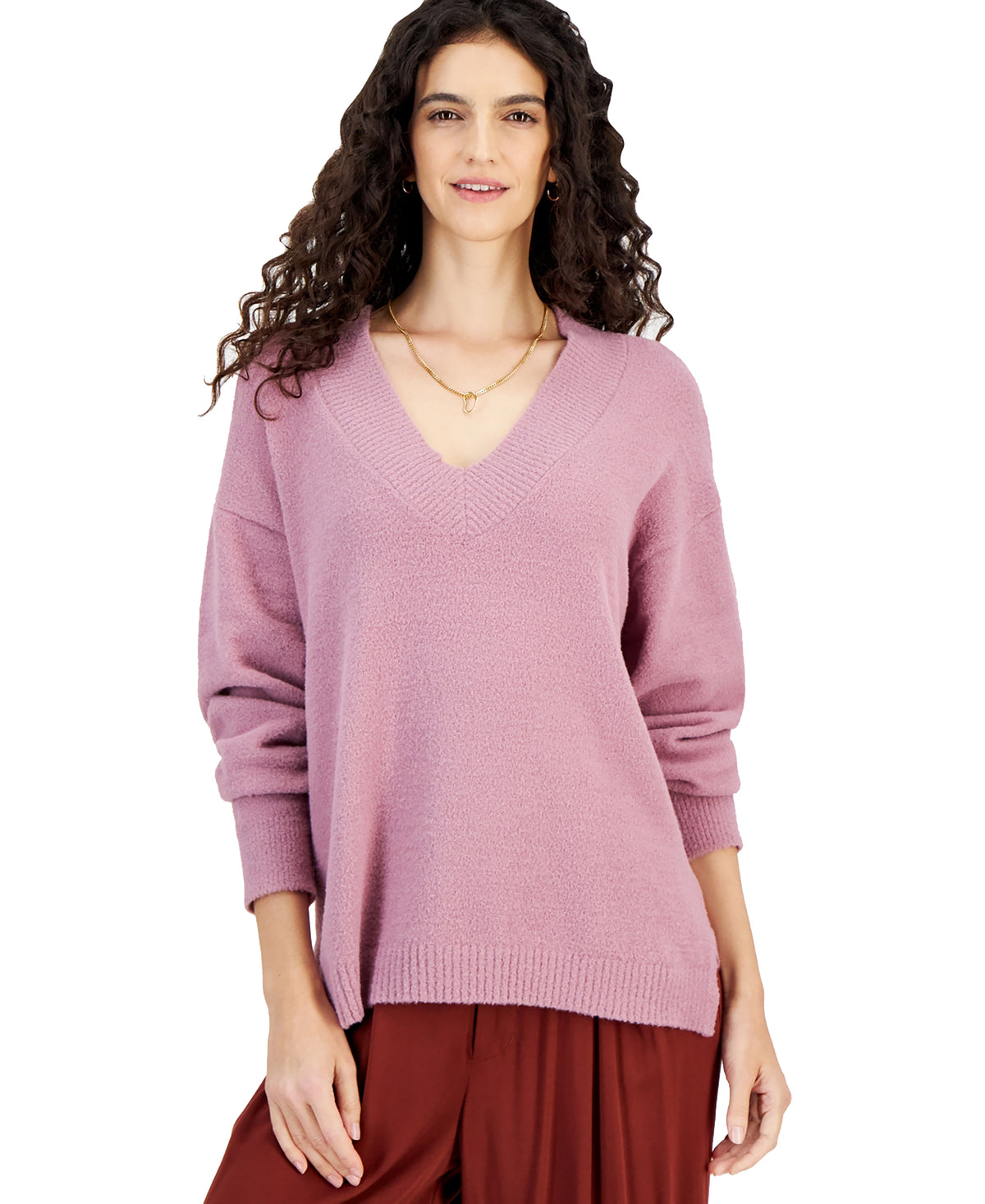 Women's Raglan-Sleeve V-Neck Sweater