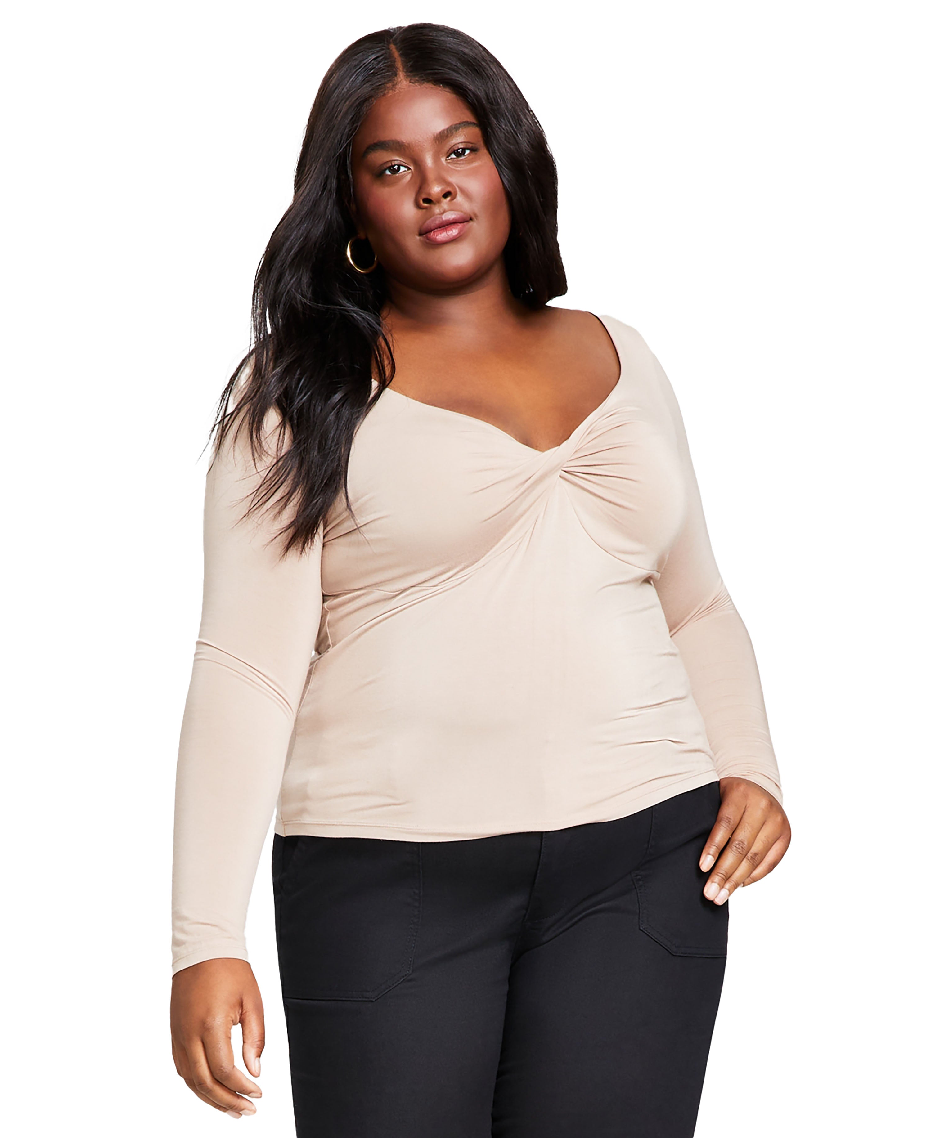 Trendy Plus Size Twisted V-Neck Top