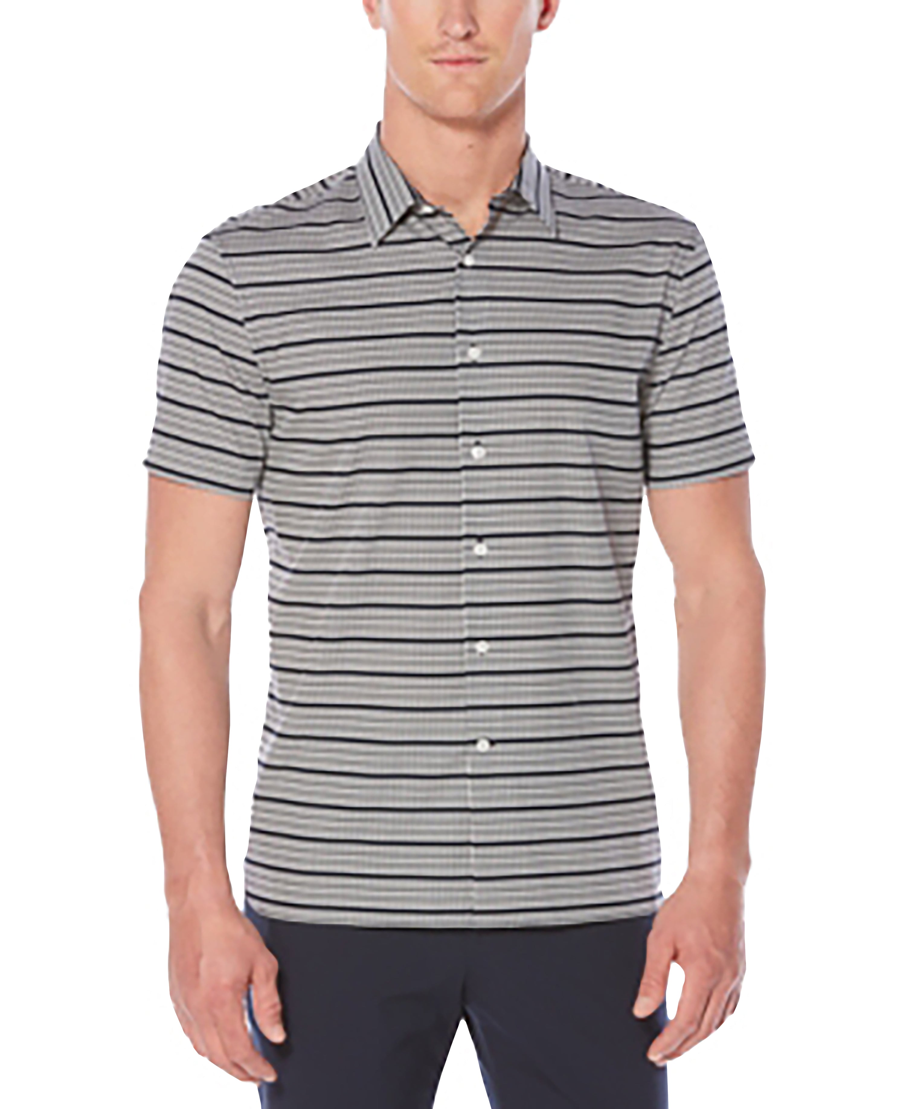 Perry Ellis Men's Classic-Fit Striped Shirt Dark Sapphire XL