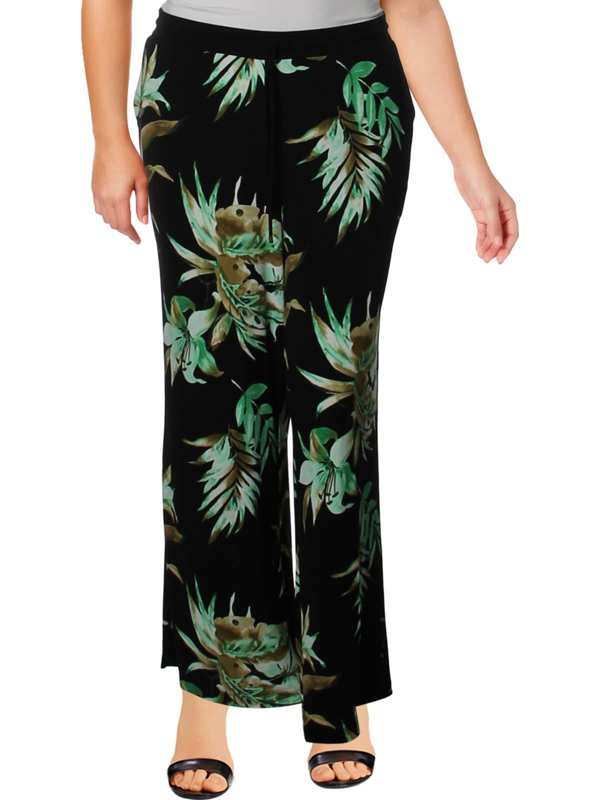 Lauren Ralph Lauren Womens Plus Printed Pull On Wide Leg Pants