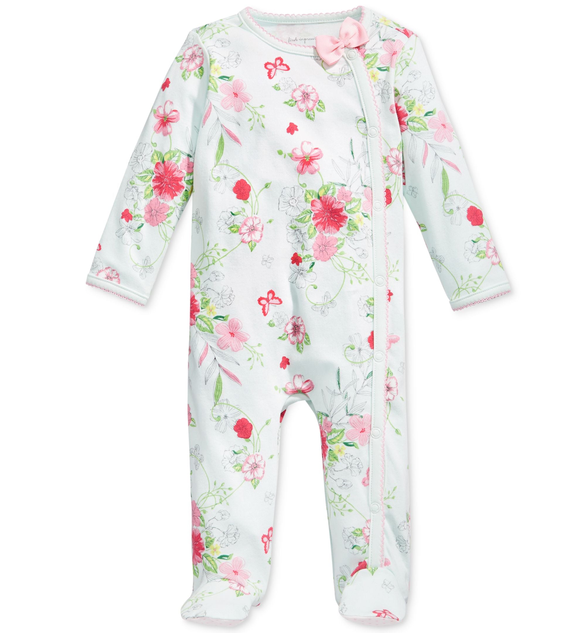 First Impressions Baby Girls Floral Print Footed Coverall