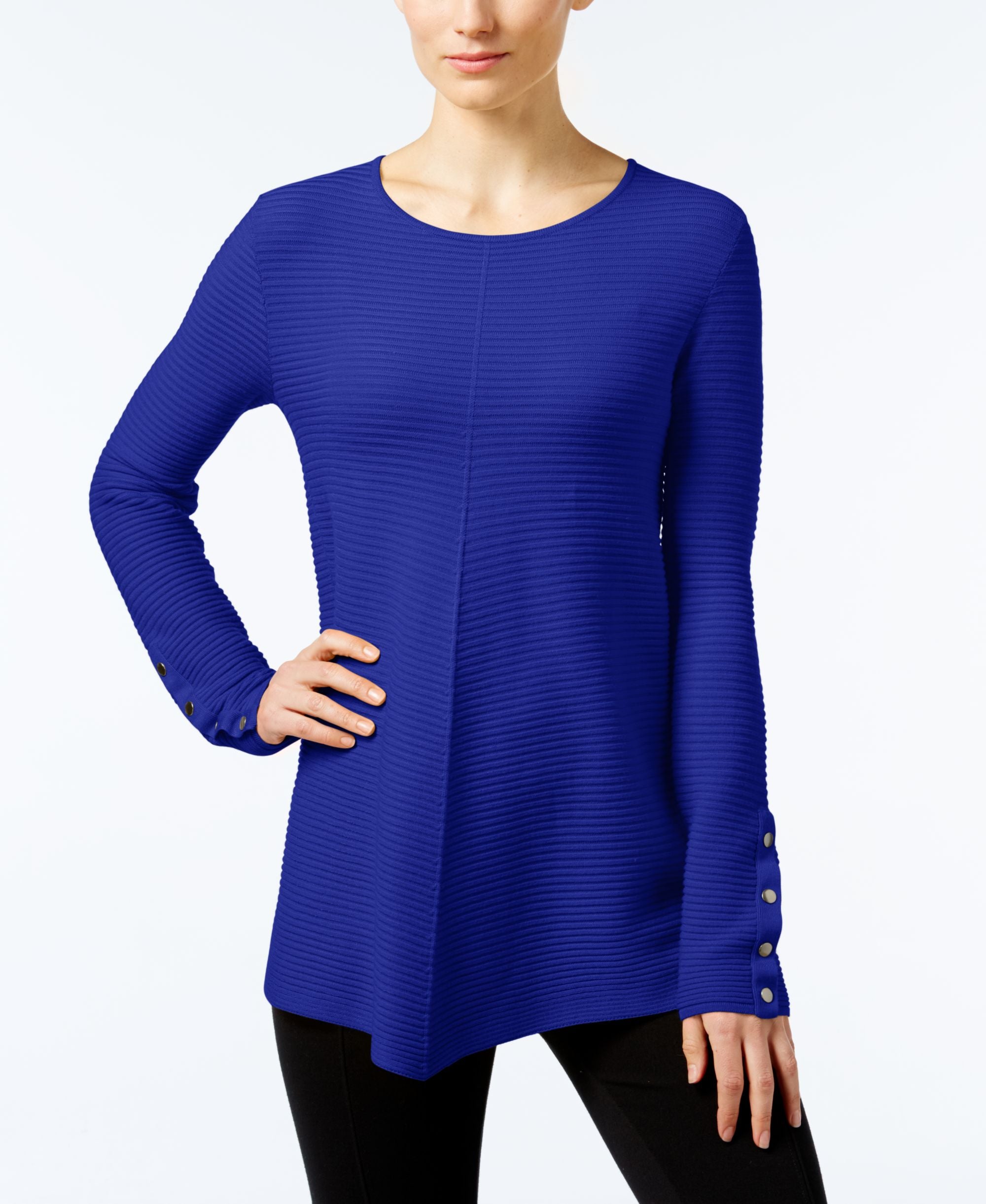 Alfani Petite Ribbed Swing Sweater