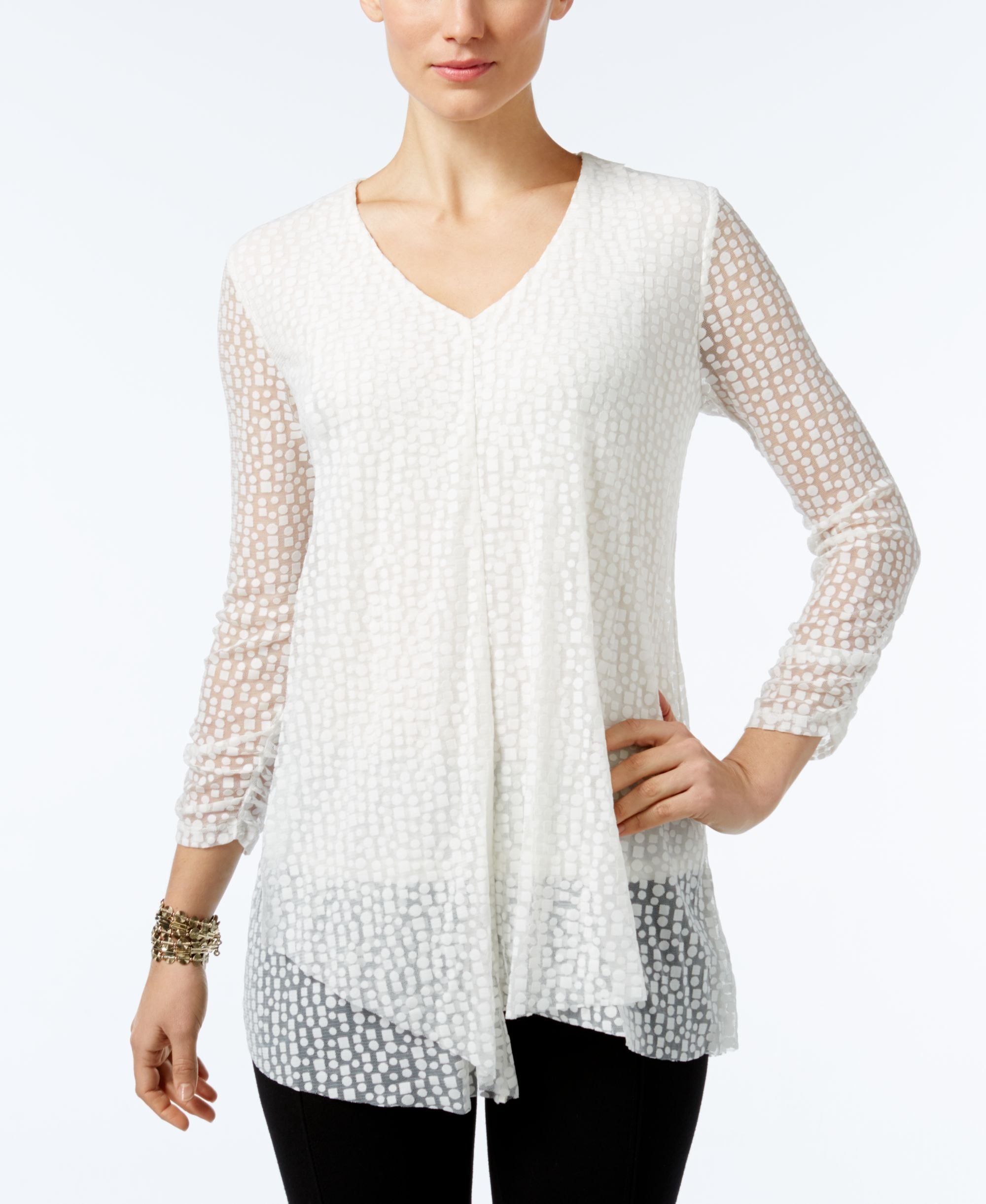 Alfani Petite Burnout Ruffled Top