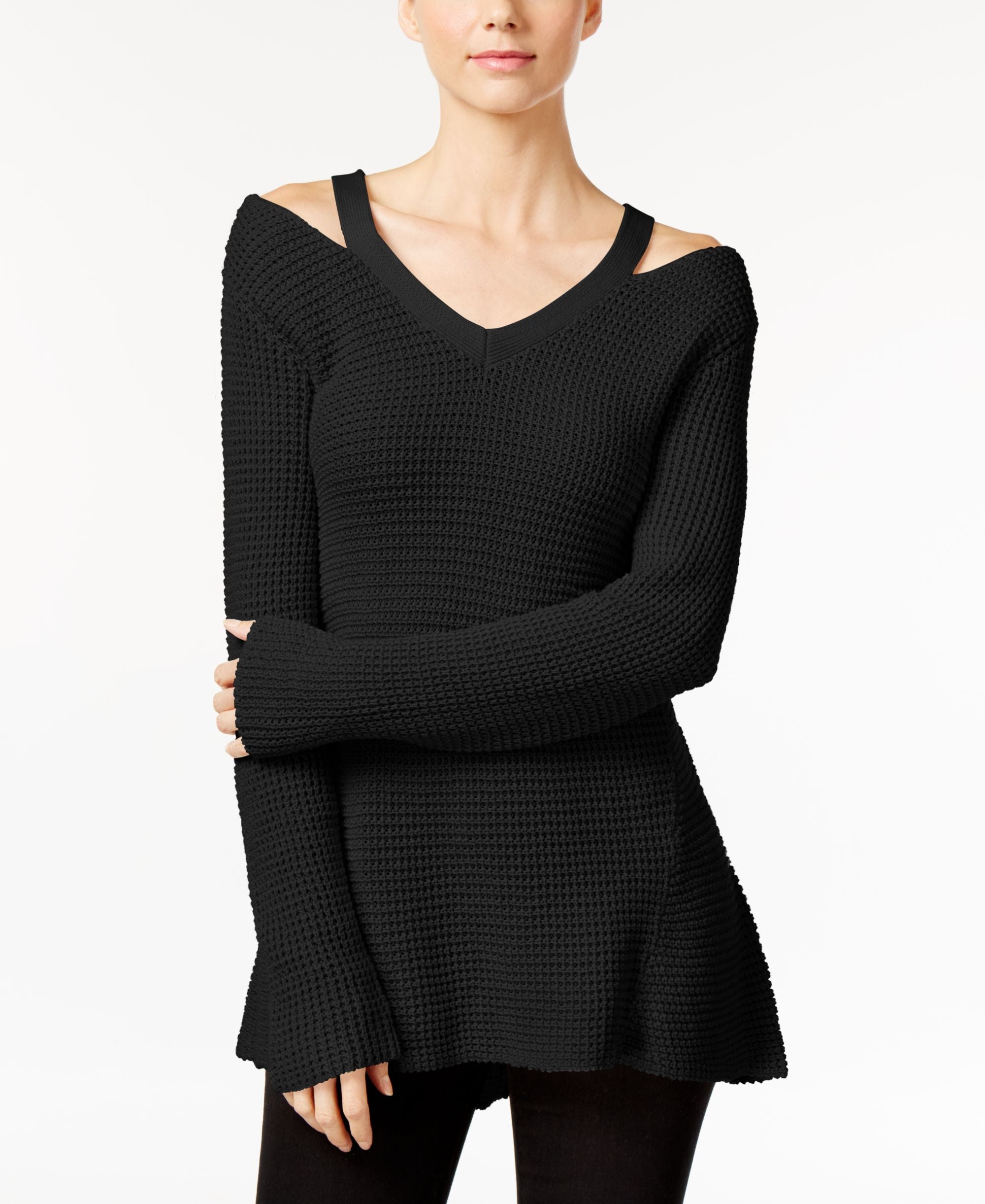 Style & Co Petite High Low Cutout Sweater