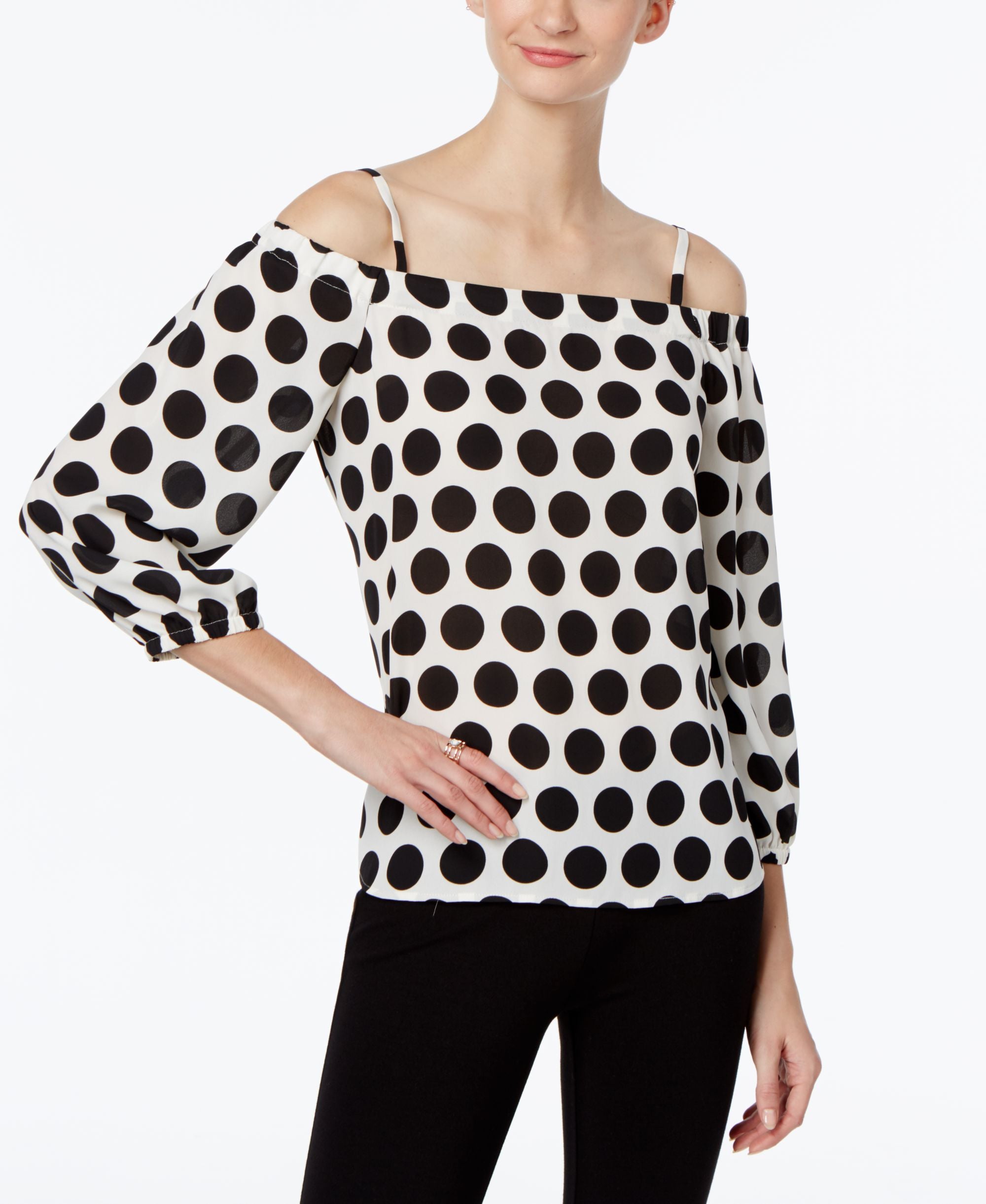 INC International Concepts Off The Shoulder Polka Dot Top