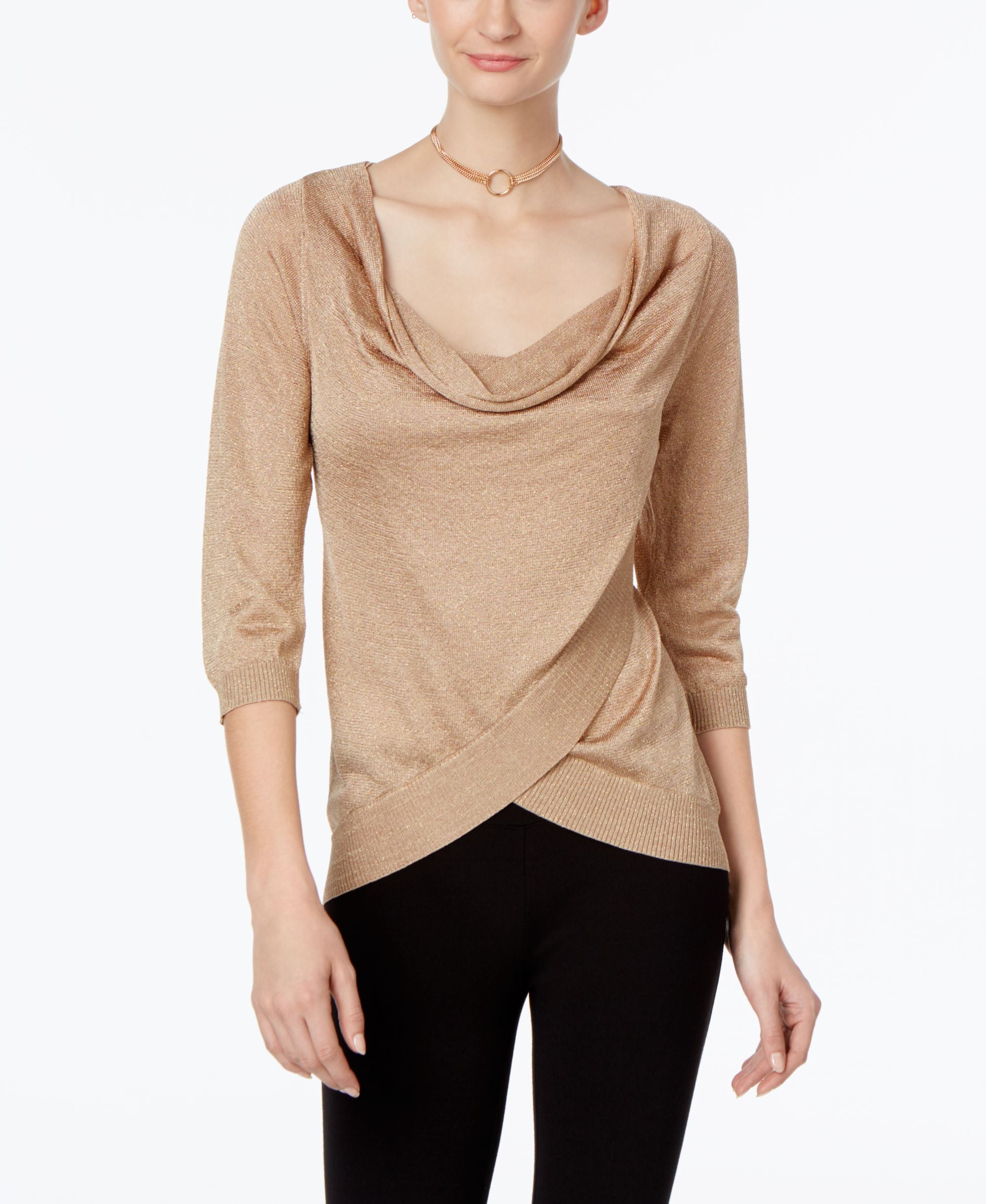 INC International Concepts Draped Metallic Sweater
