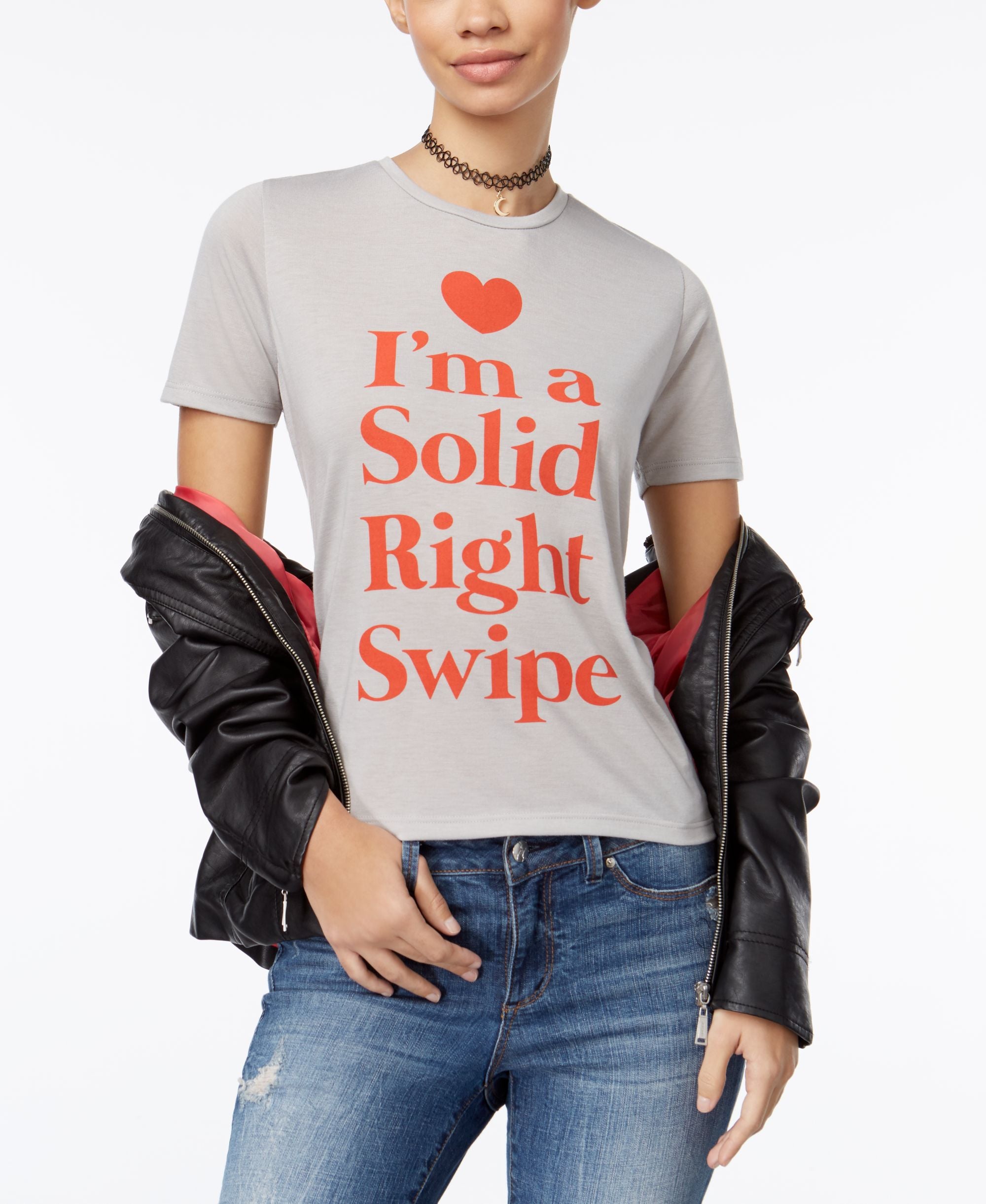 Mighty Fine Juniors Right Swipe Graphic T-Shirt