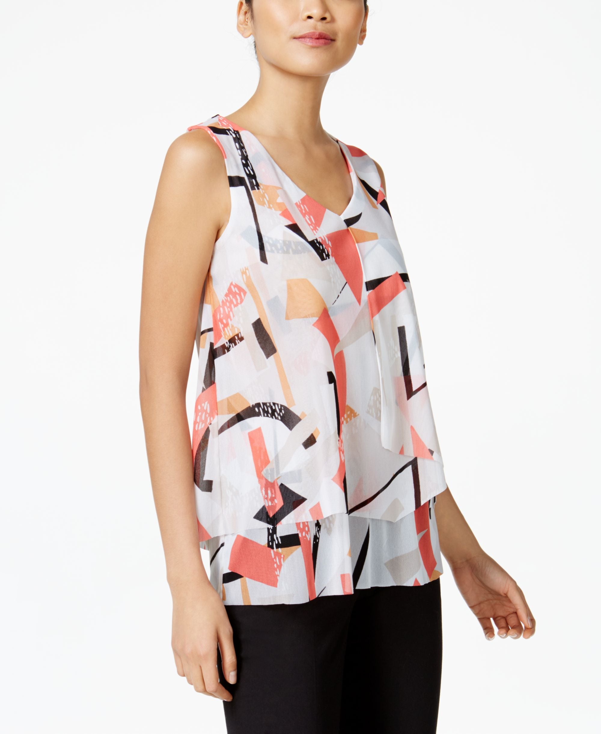 Alfani Petite Printed Layered Look Top