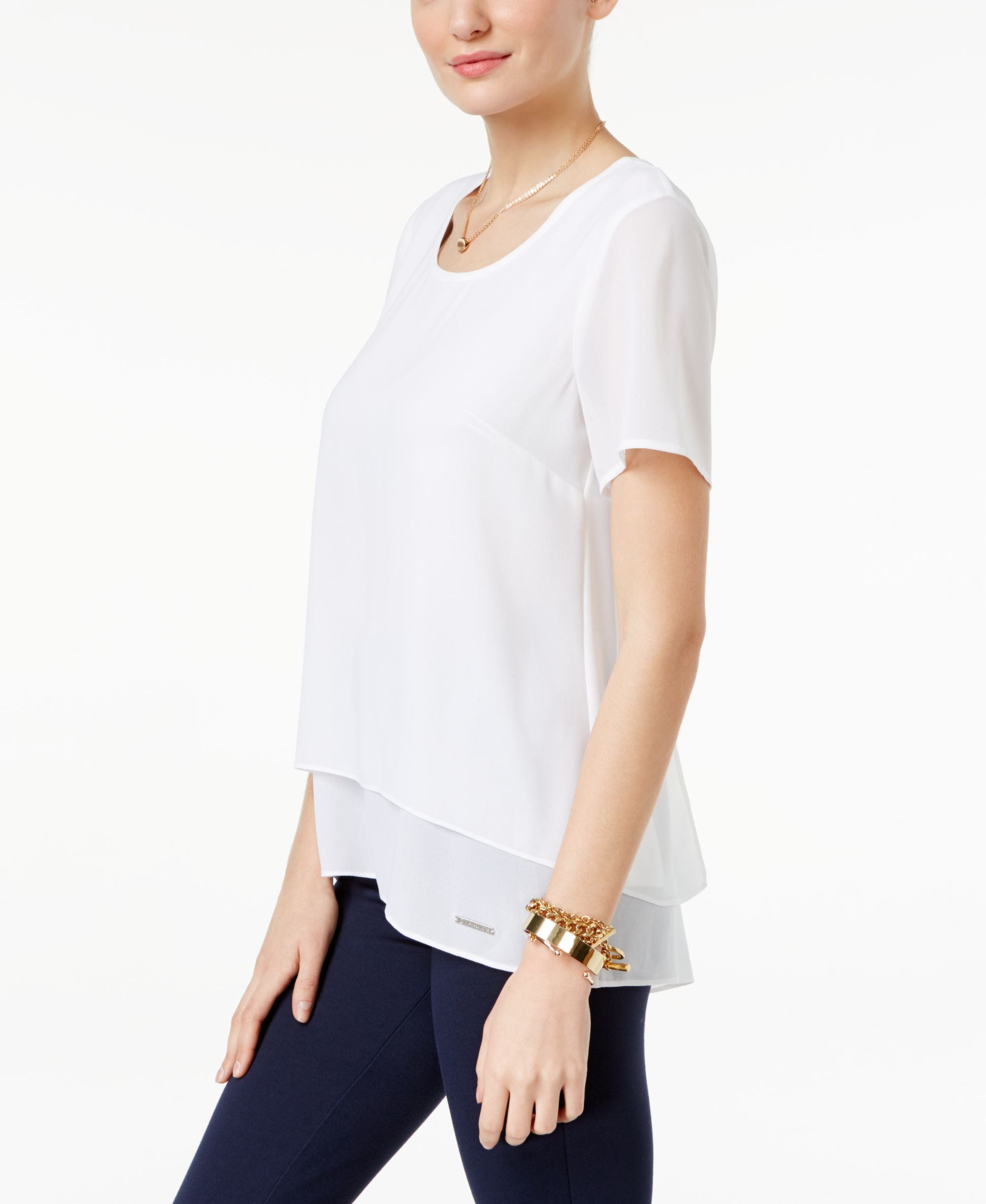 Michael Michael Kors Petite Layered Look Split Back Top