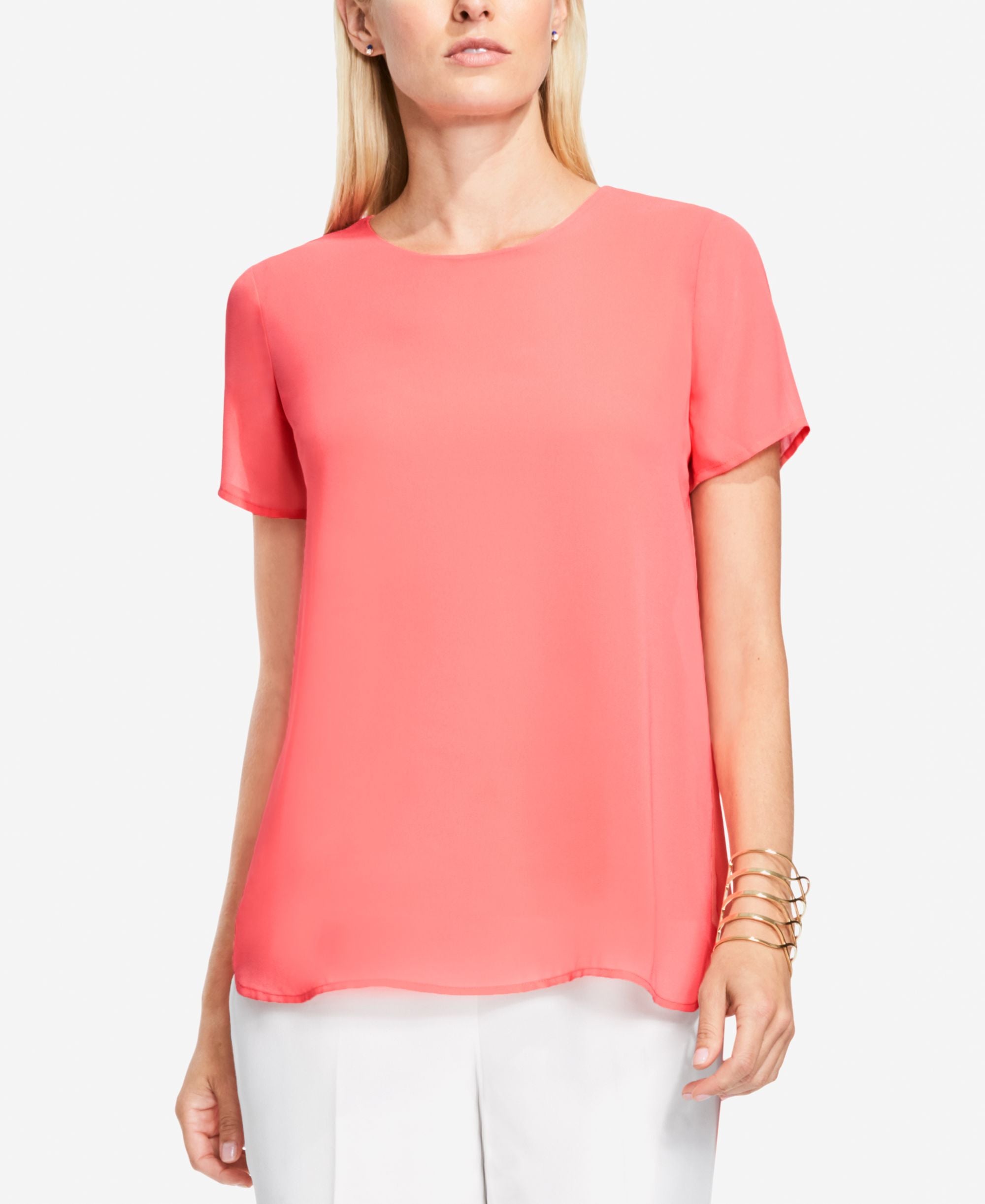 Vince Camuto High Low Chiffon Top