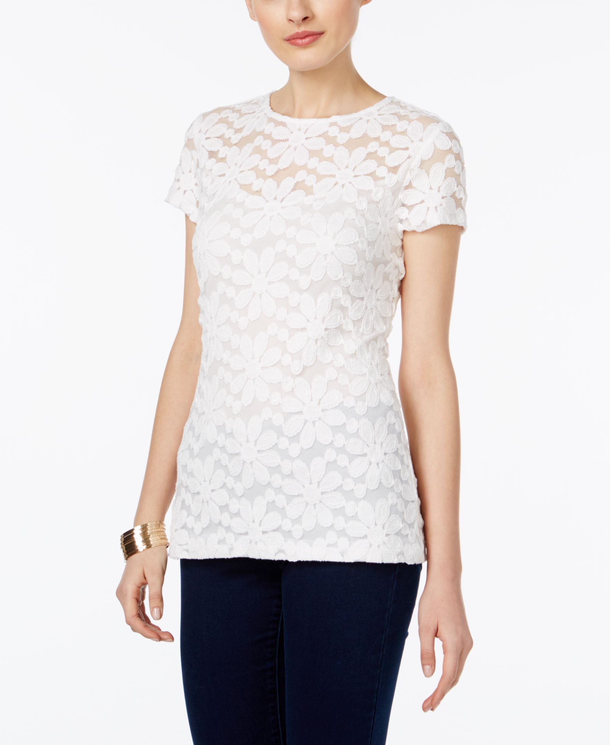 INC International Concepts Lace Illusion Top