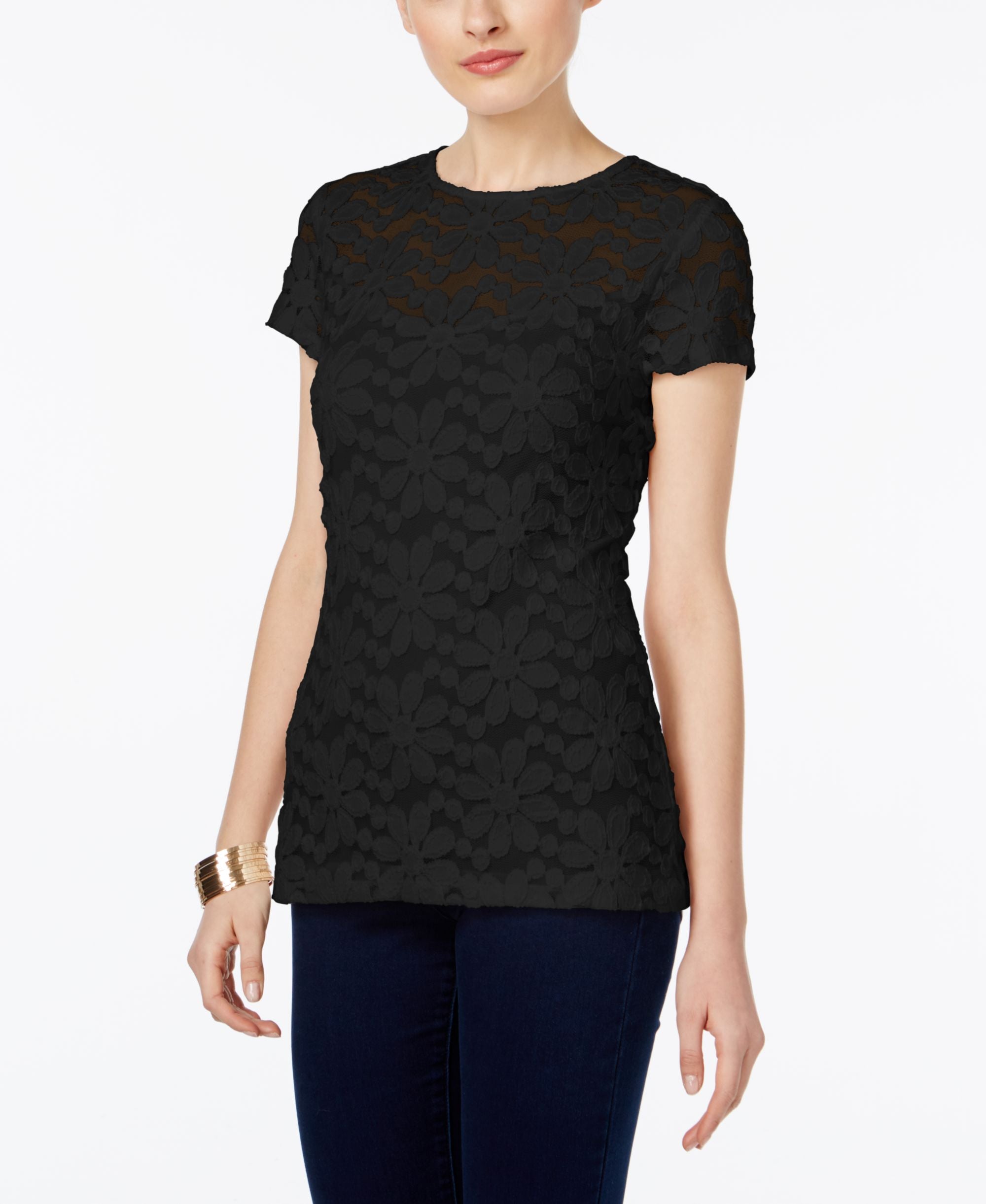 INC International Concepts Lace Illusion Top
