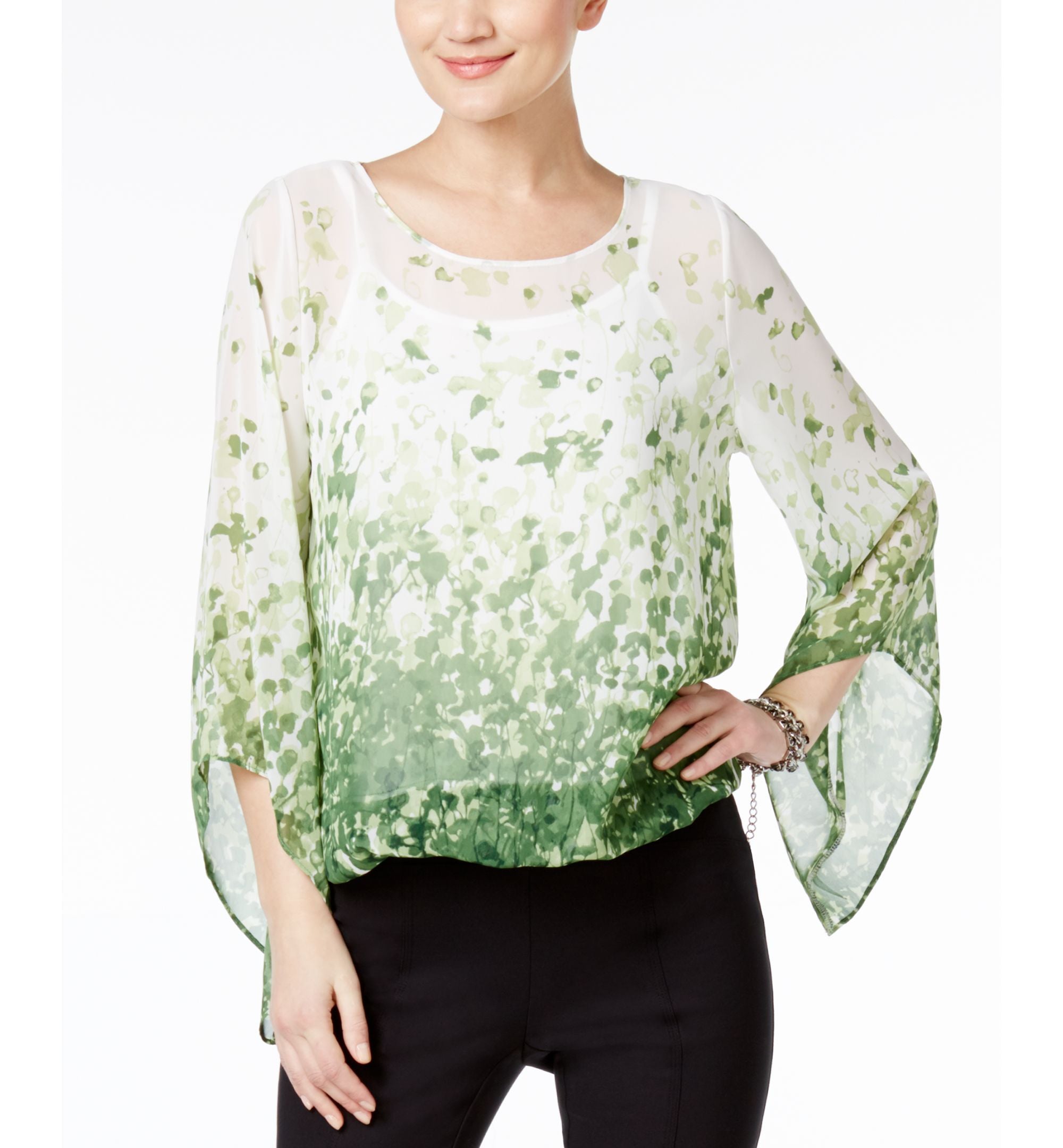 Alfani Petite Printed Blouson Top