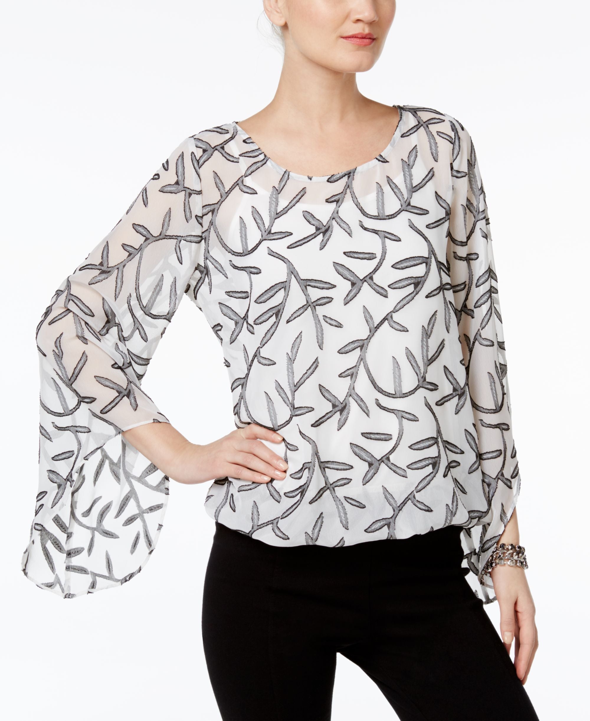 Alfani Angel Sleeve Jacquard Top